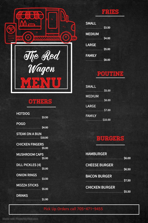 The red wagon Menu