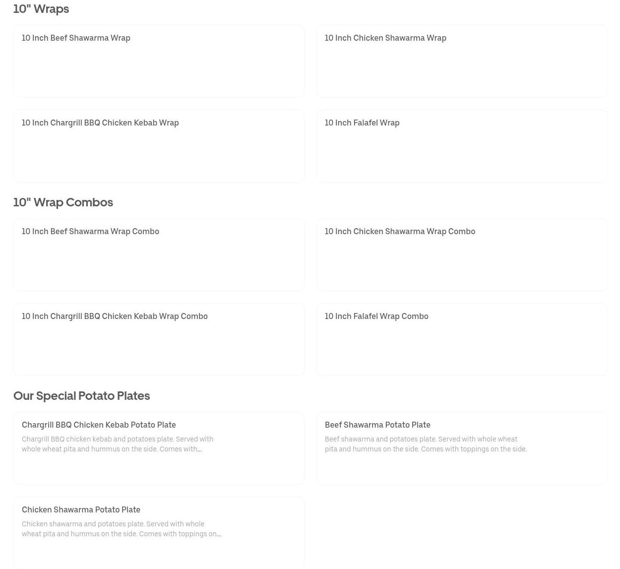 Bendoor Mediterranean Menu