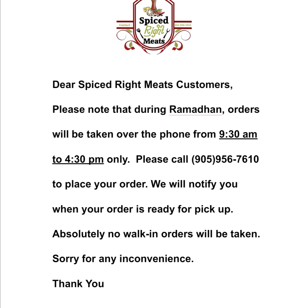 Spiced Right Halal Meat Menu