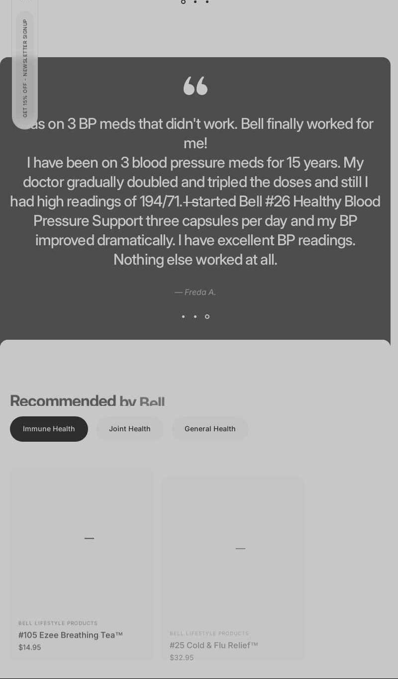 Bell Lifestyle Products Menu