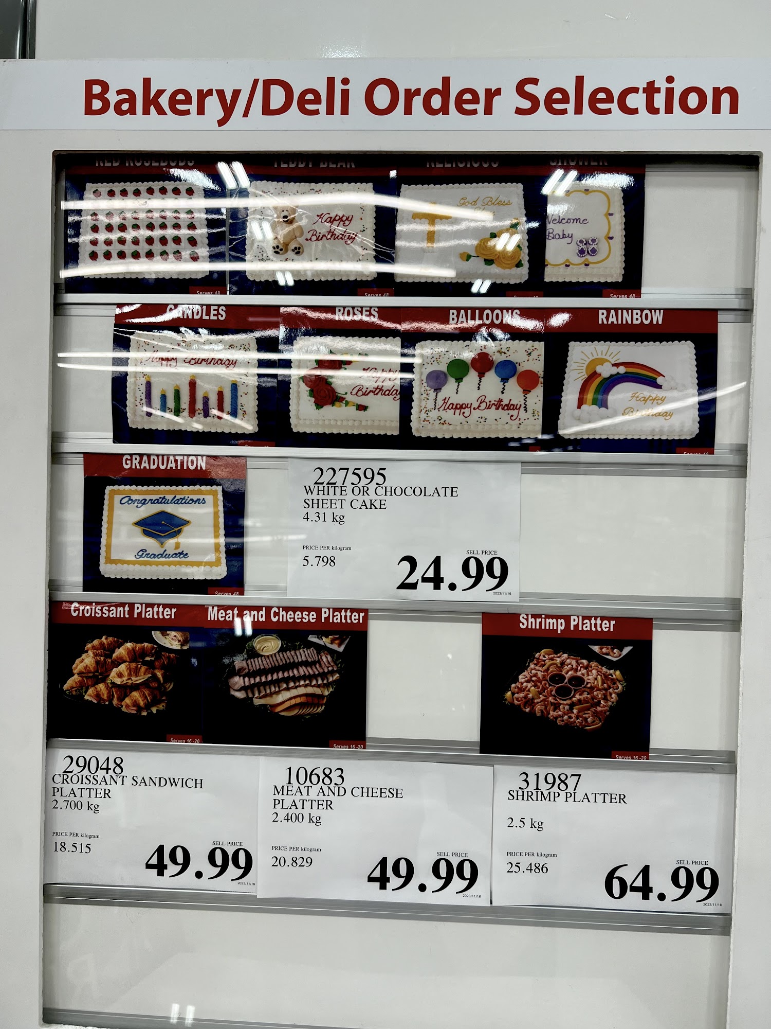 Costco Bakery Menu