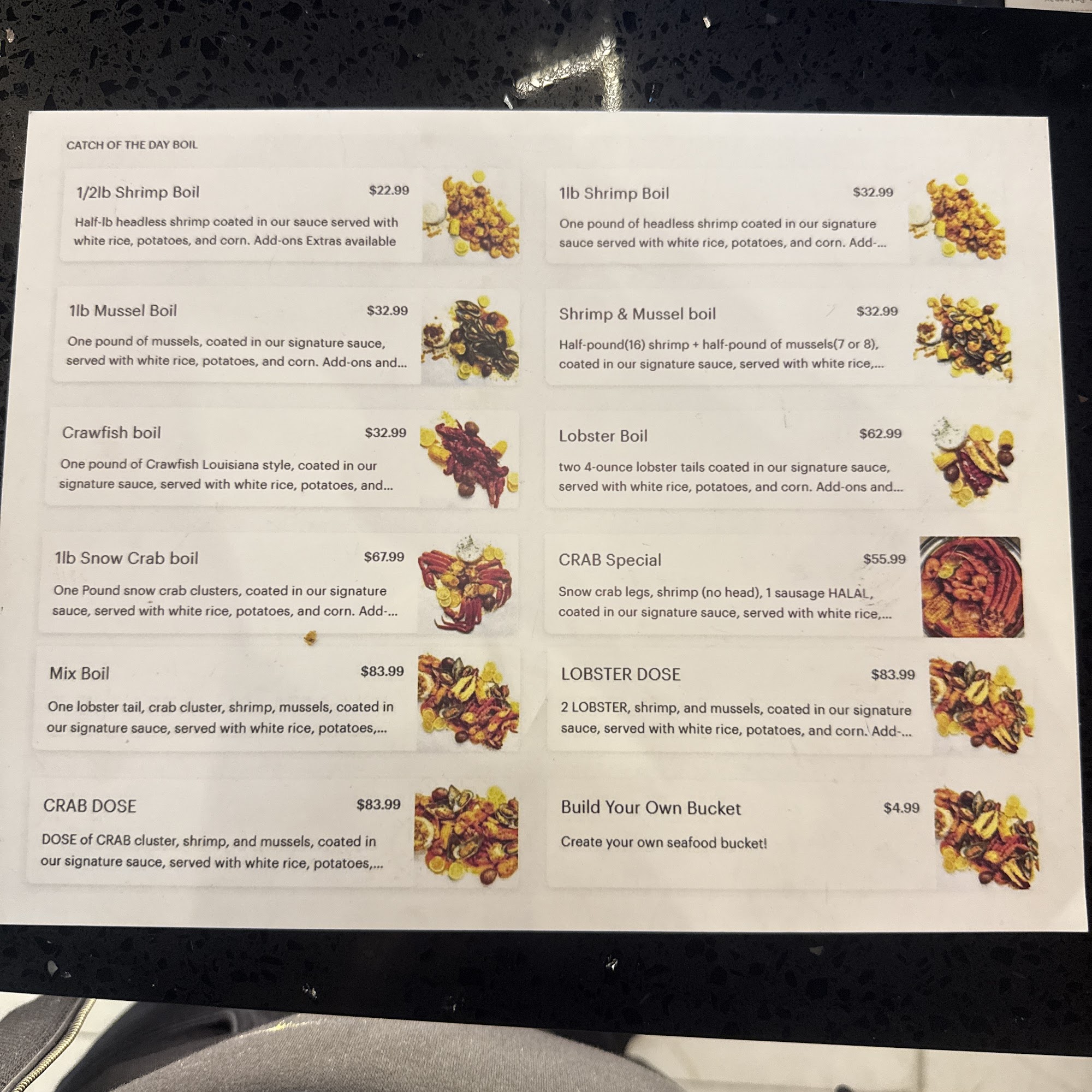 CRAB BOIL Menu