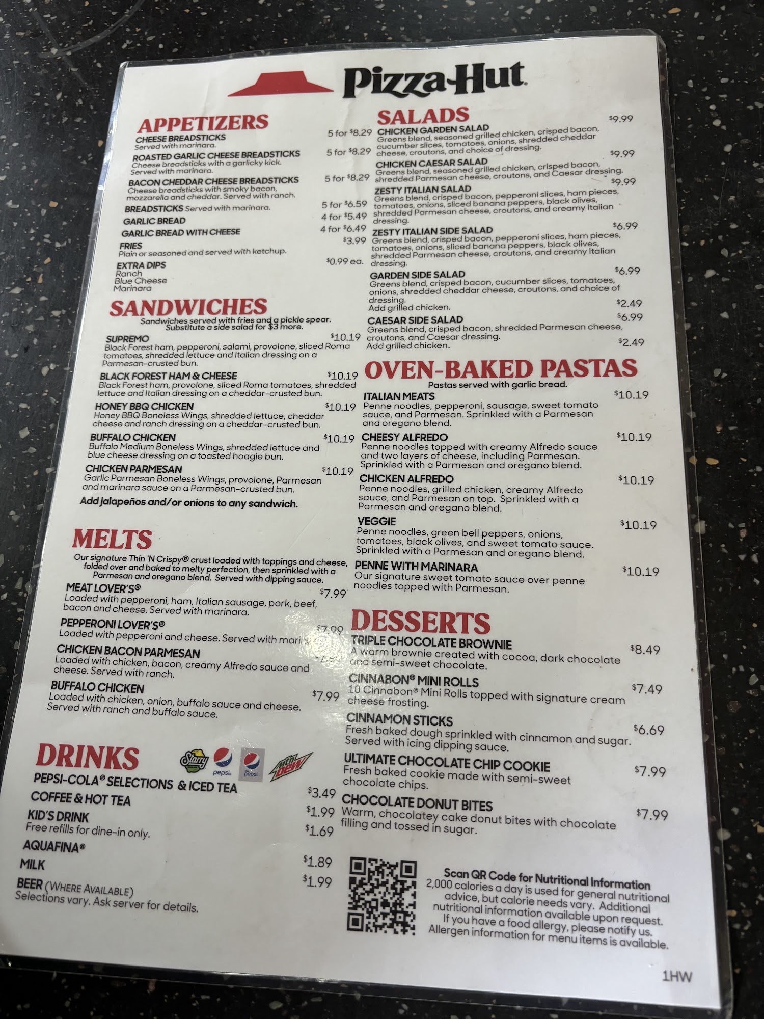 Pizza Hut Menu