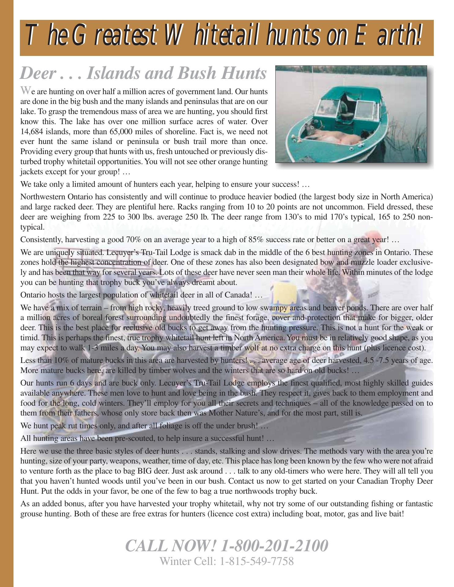 Lecuyer's Canada Lodge Menu