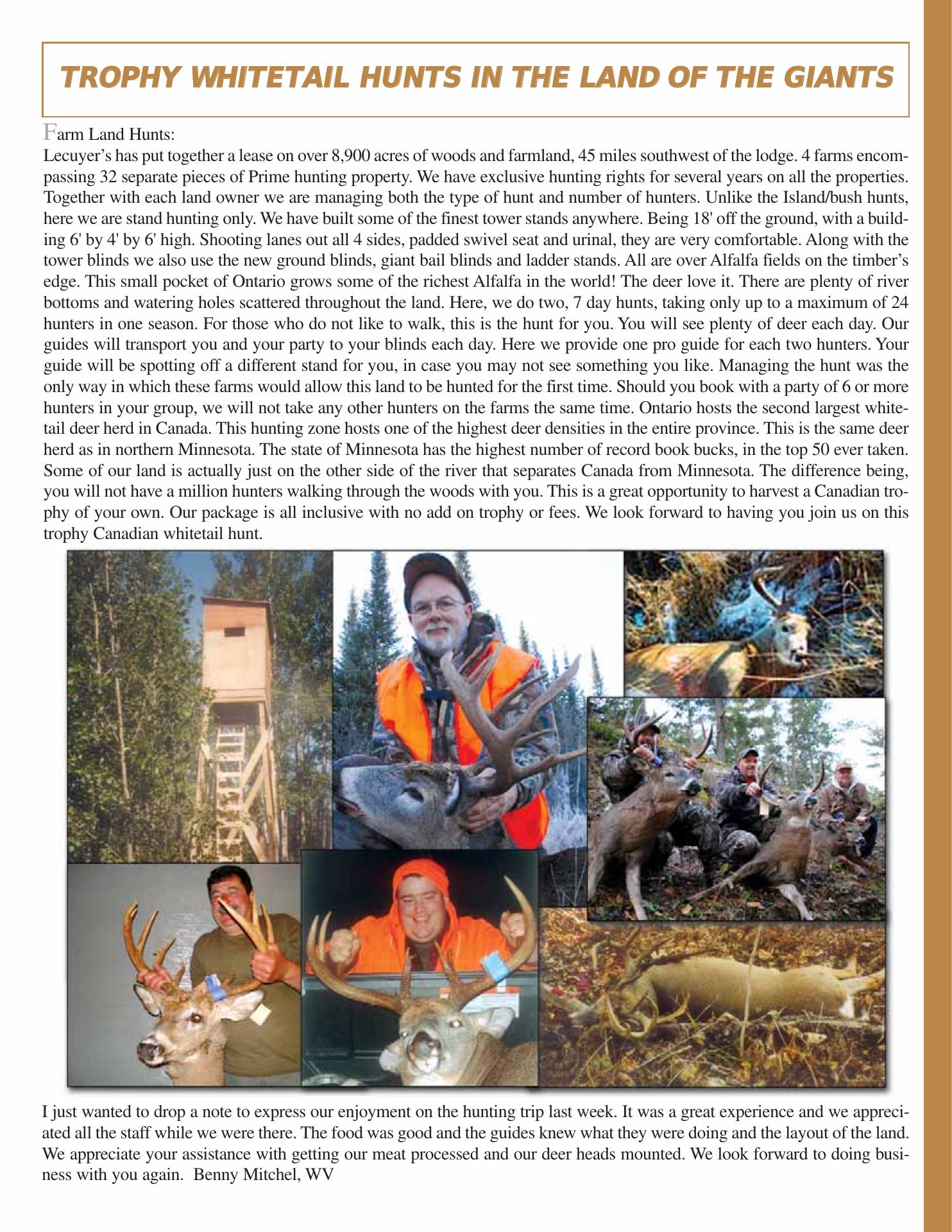 Lecuyer's Canada Lodge Menu