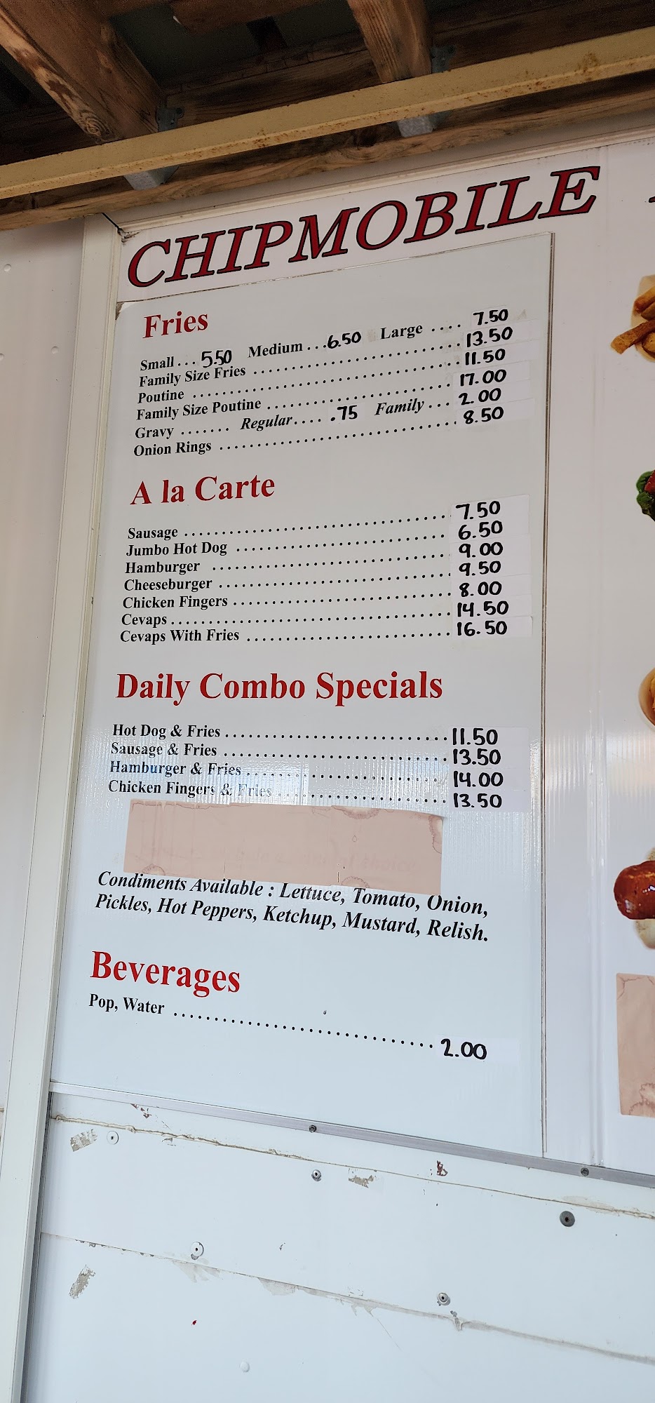Chip Mobile Fresh Cut Fries Menu