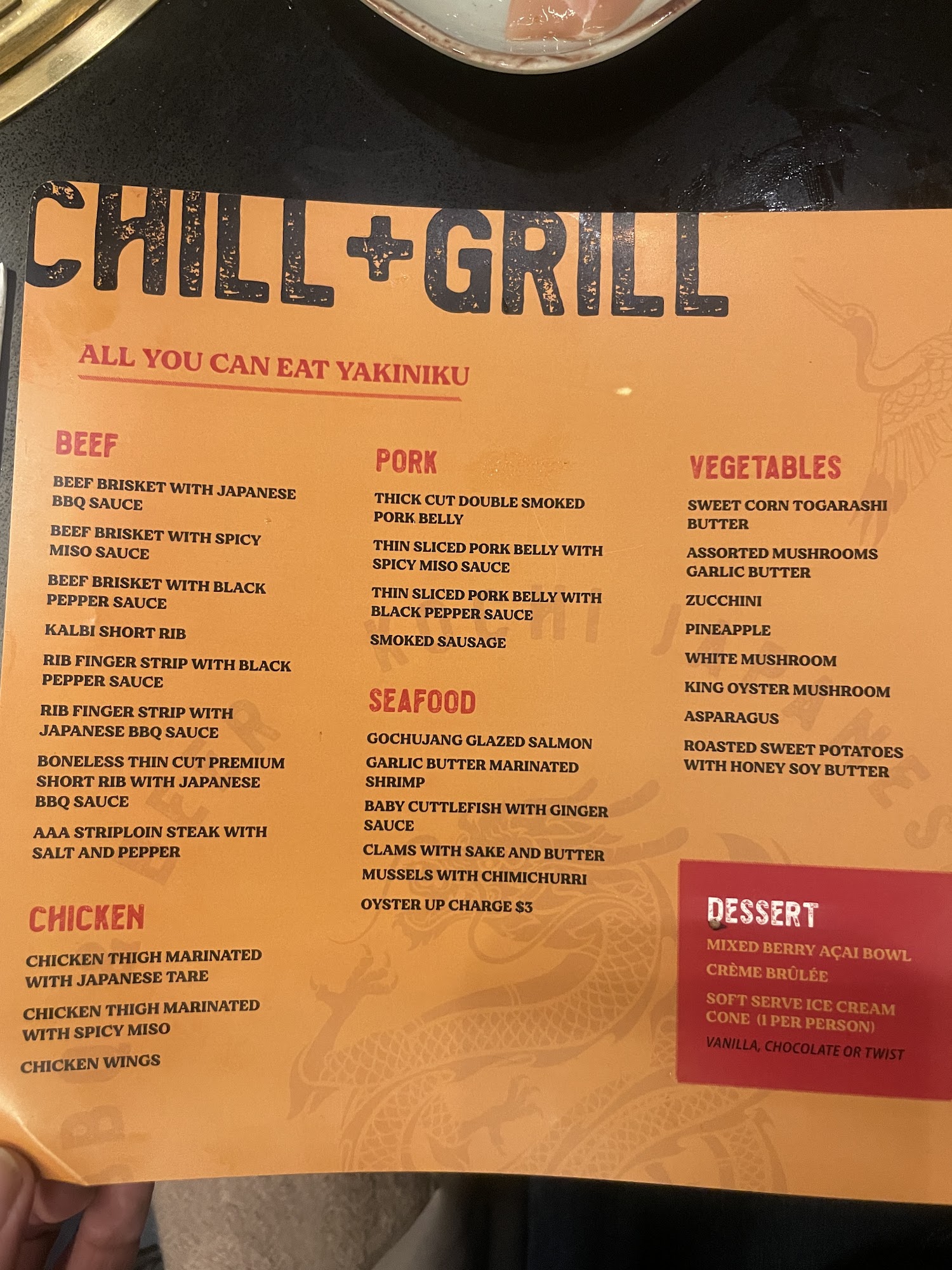 KOCHI Japanese BBQ and Beer Menu