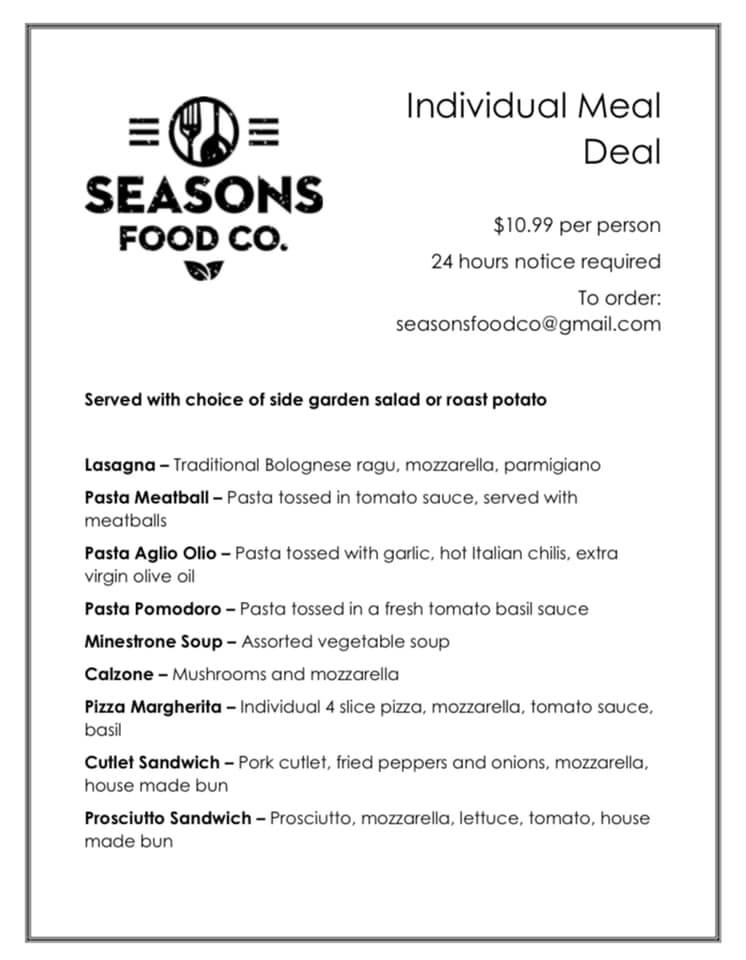 Seasons Food Co. Menu