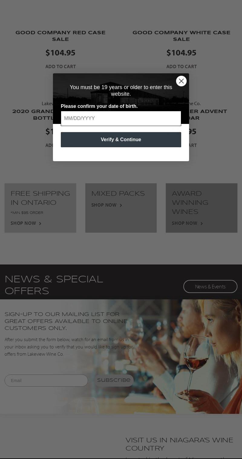 Lakeview Wine Co. Menu