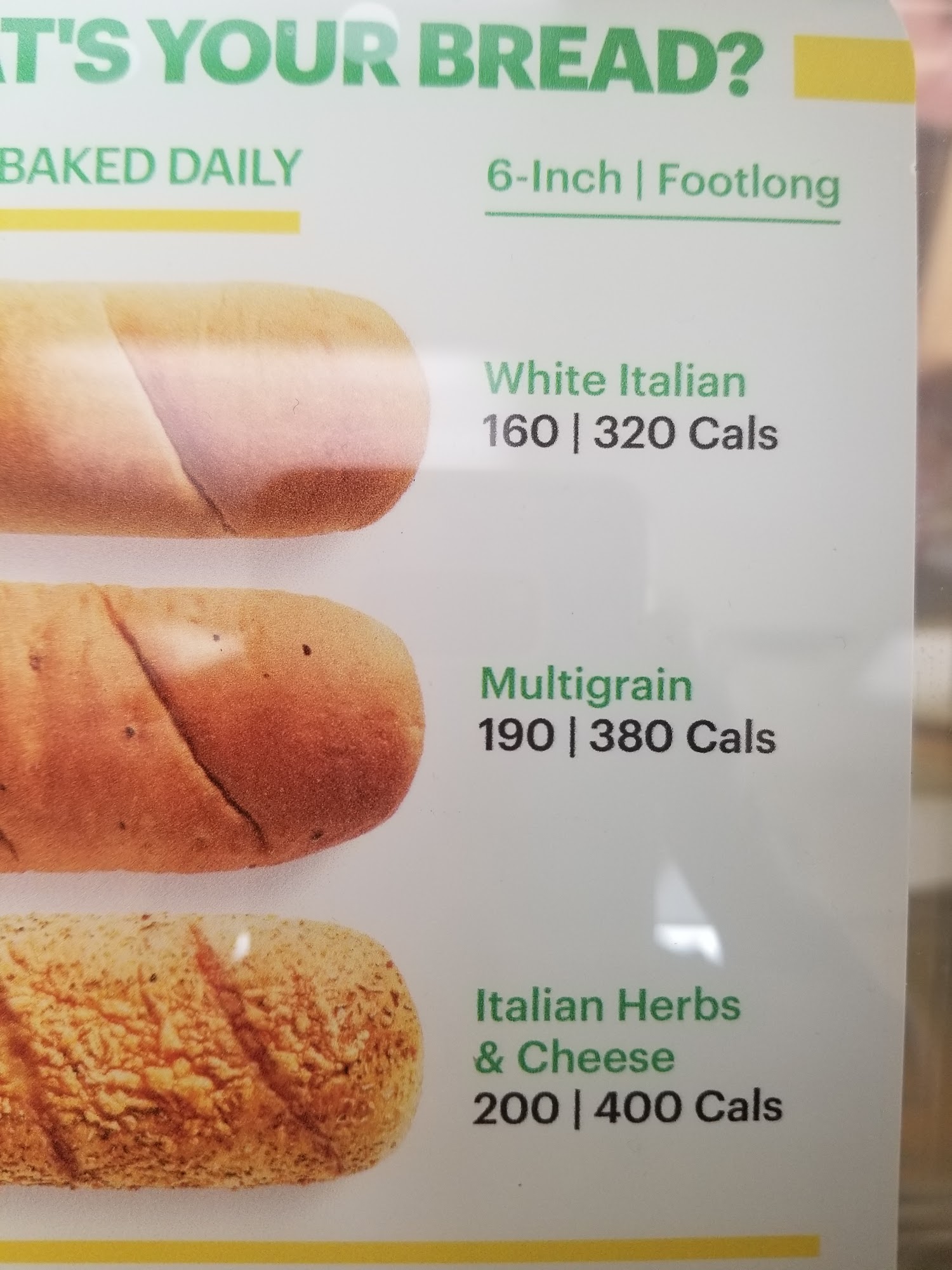 Subway Menu