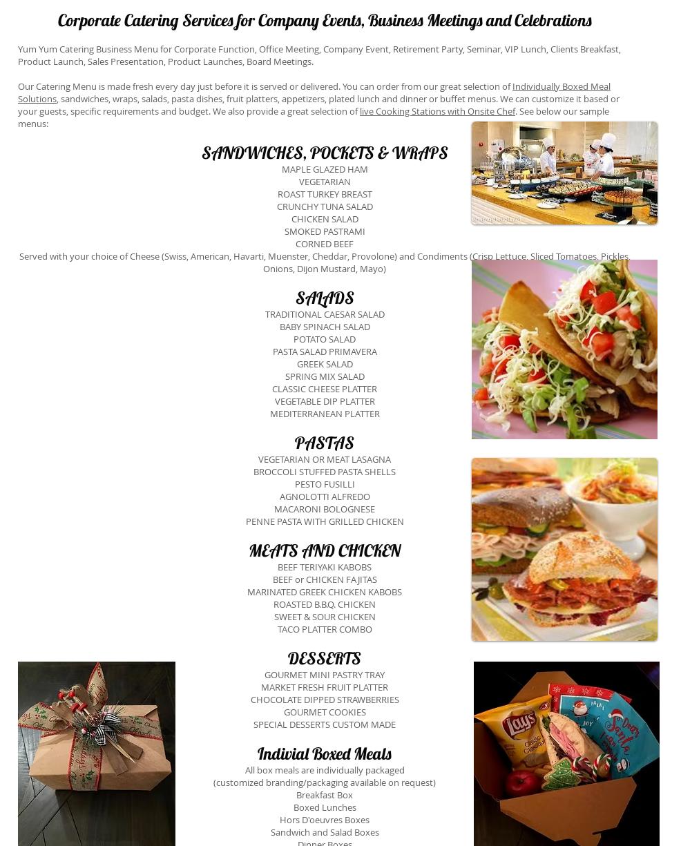 YUM YUM Catering Menu