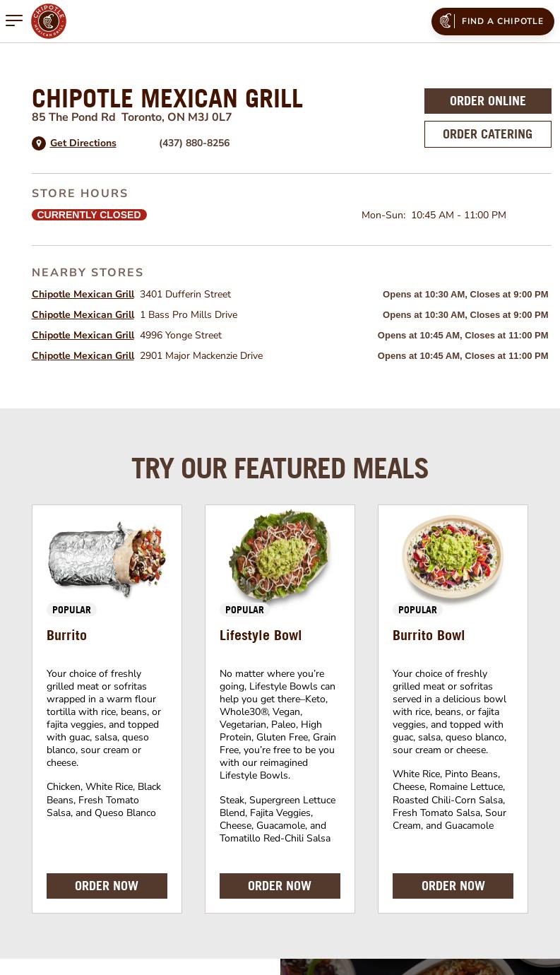 Chipotle Mexican Grill Menu