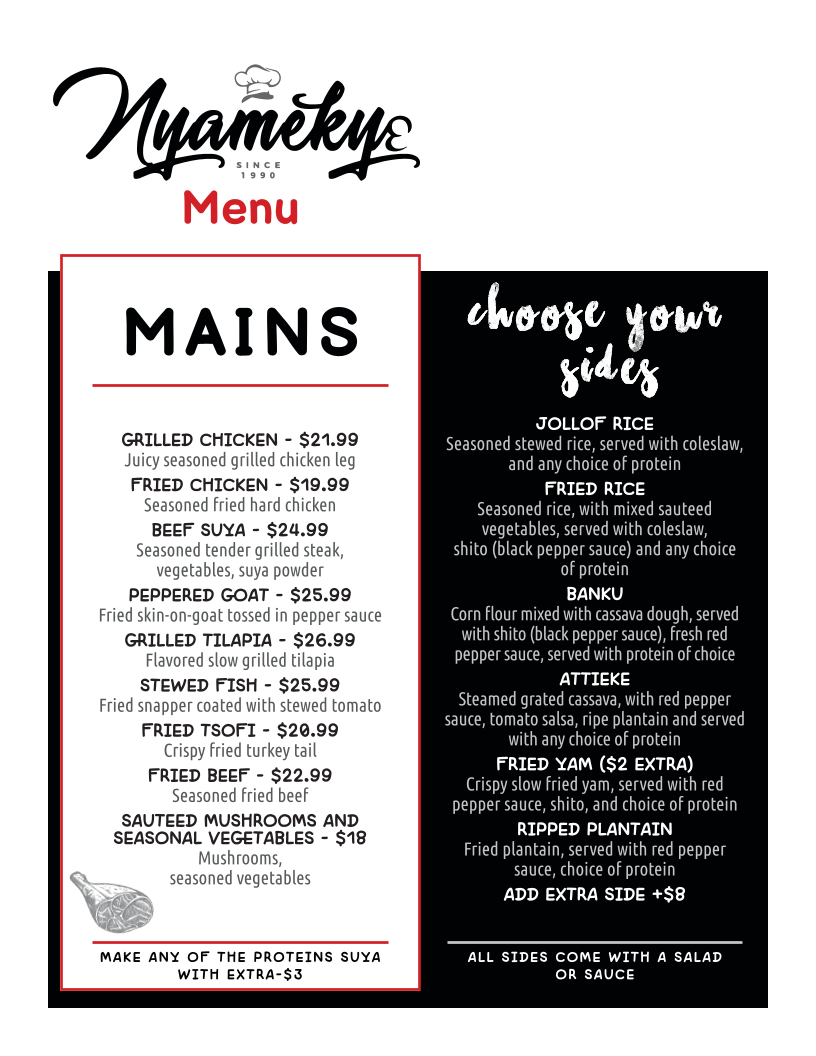 Nyamekye Menu