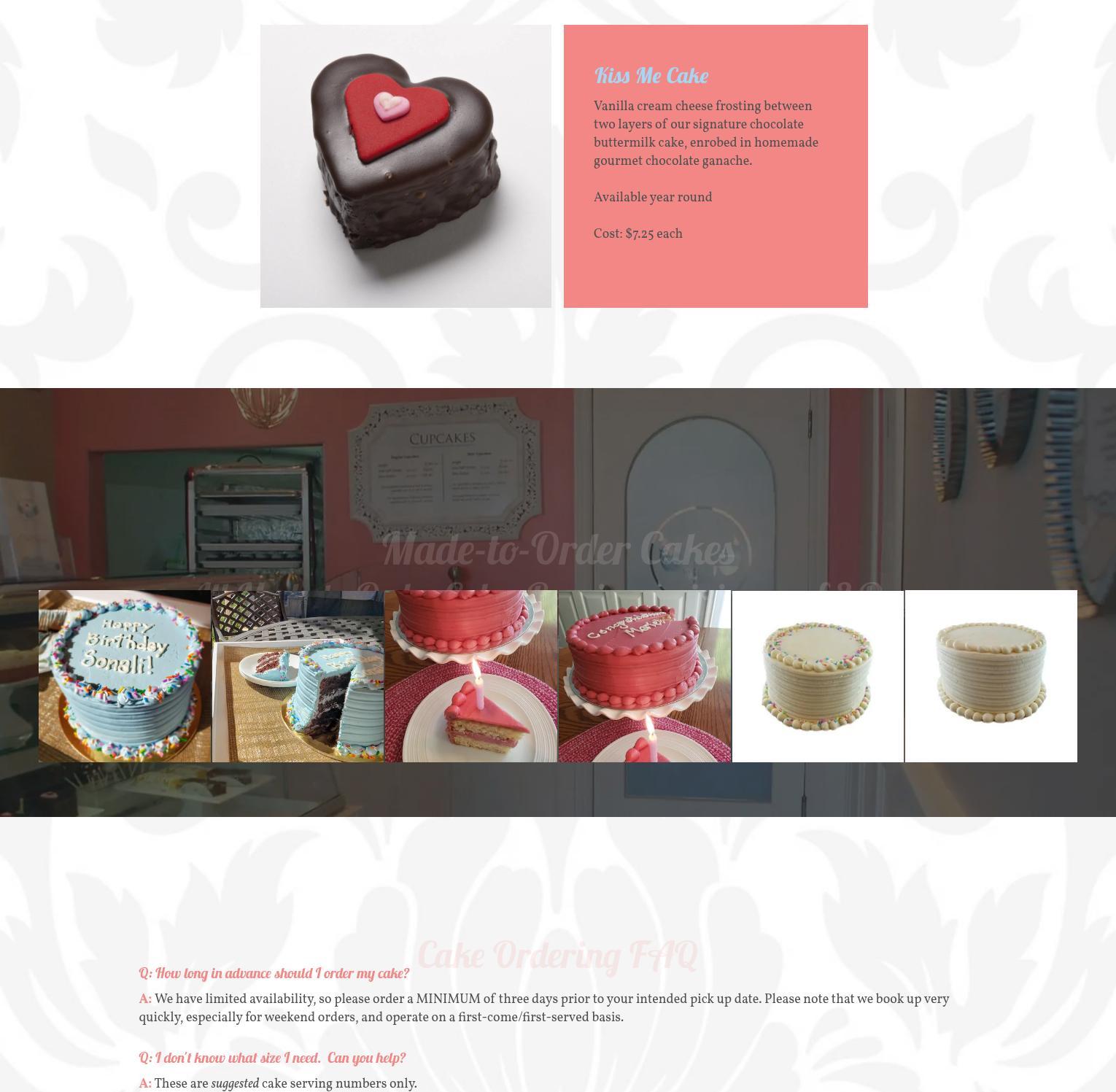 Cupid's Gourmet Bakery Menu
