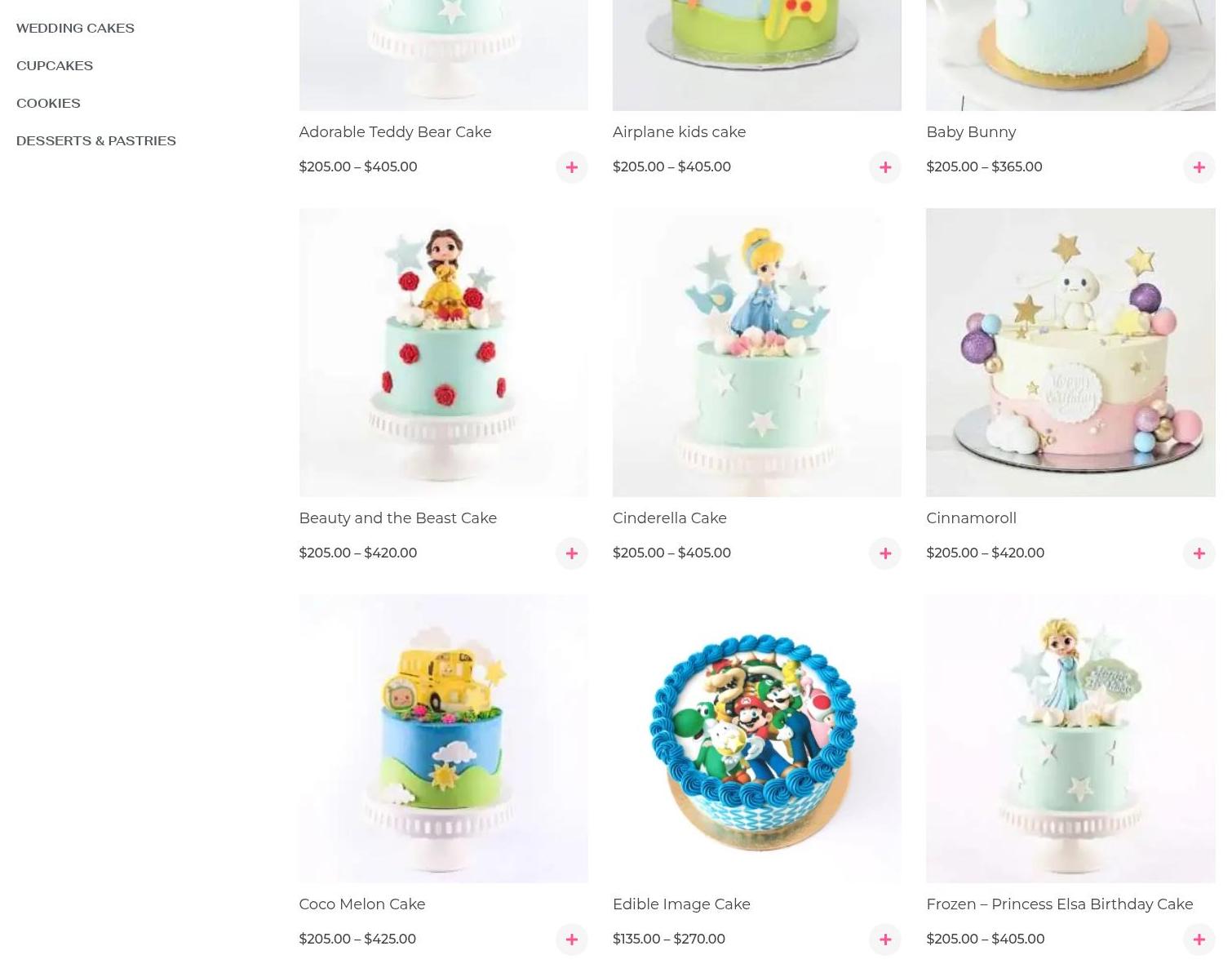 Jeanette's Cakes Menu