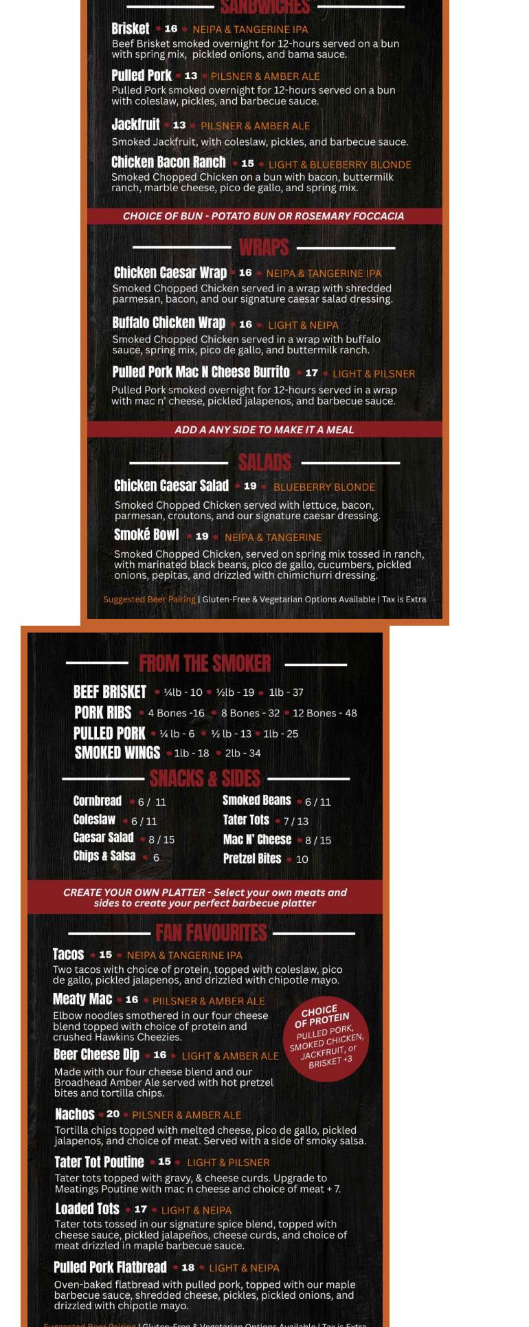 Broadhead Brewing Company Menu