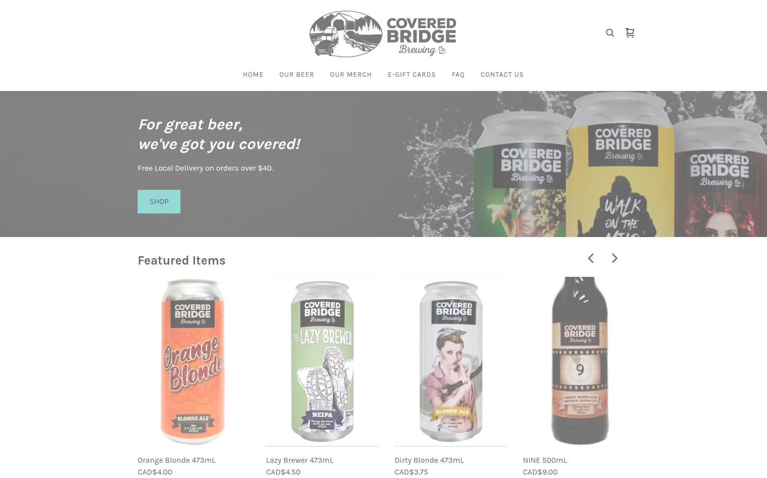 Covered Bridge Brewing Menu