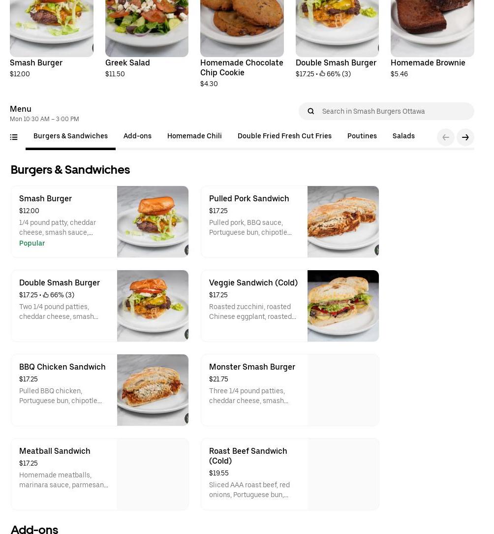 Smash Burgers Ottawa Menu