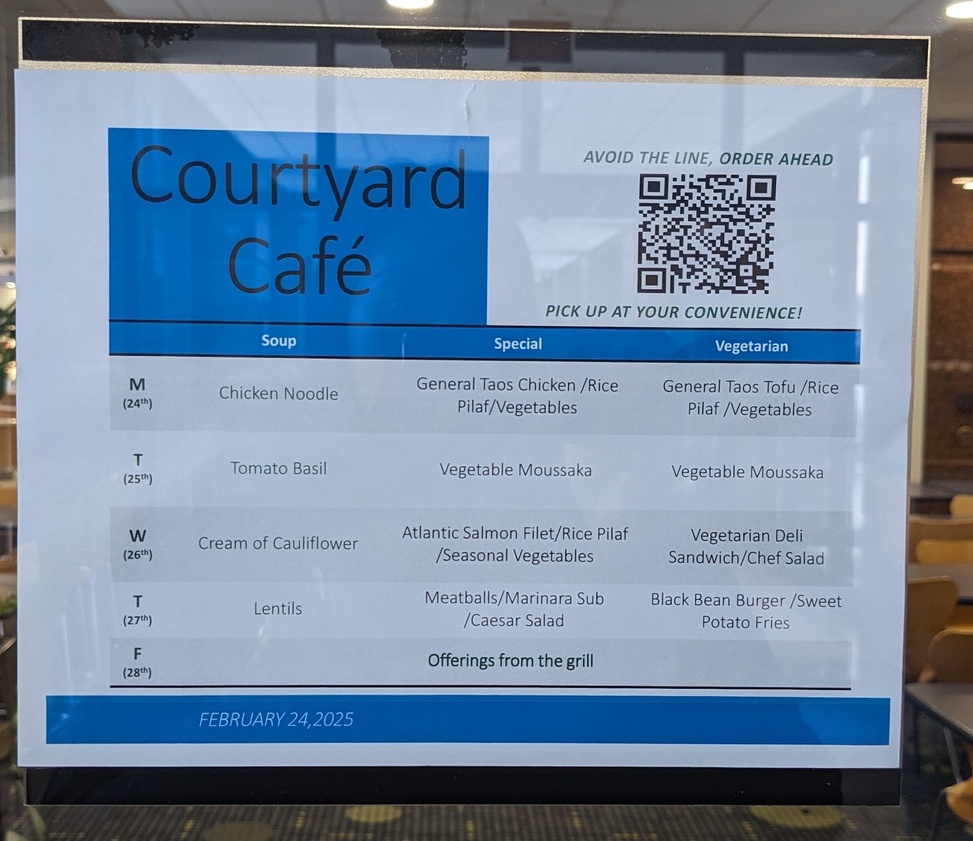 Courtyard Cafe Menu
