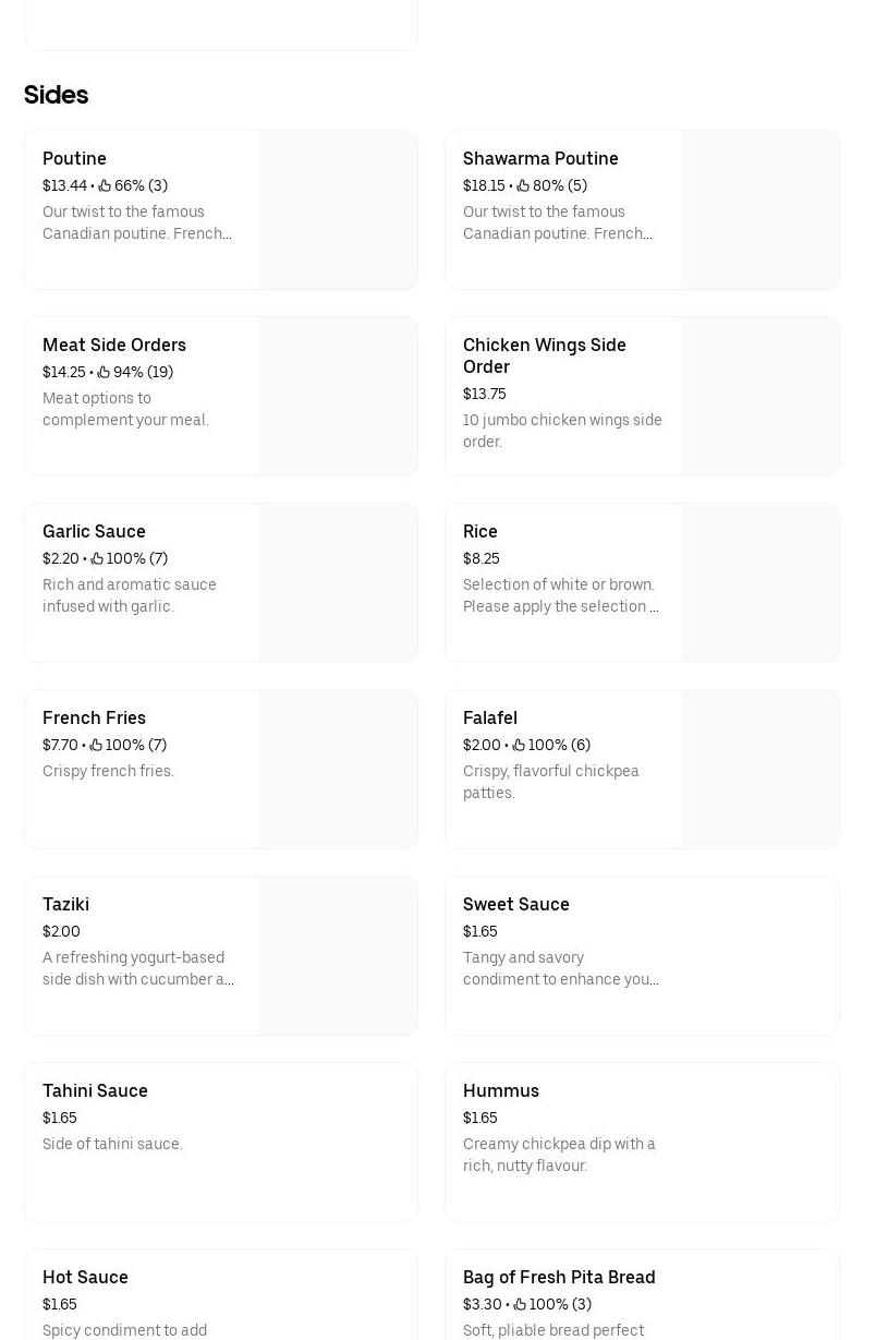 Shawarma Palace Menu