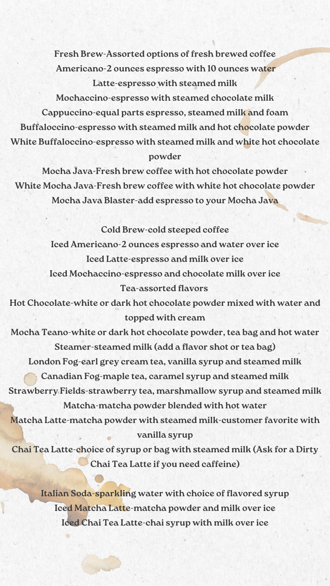 The Water Buffalo Menu