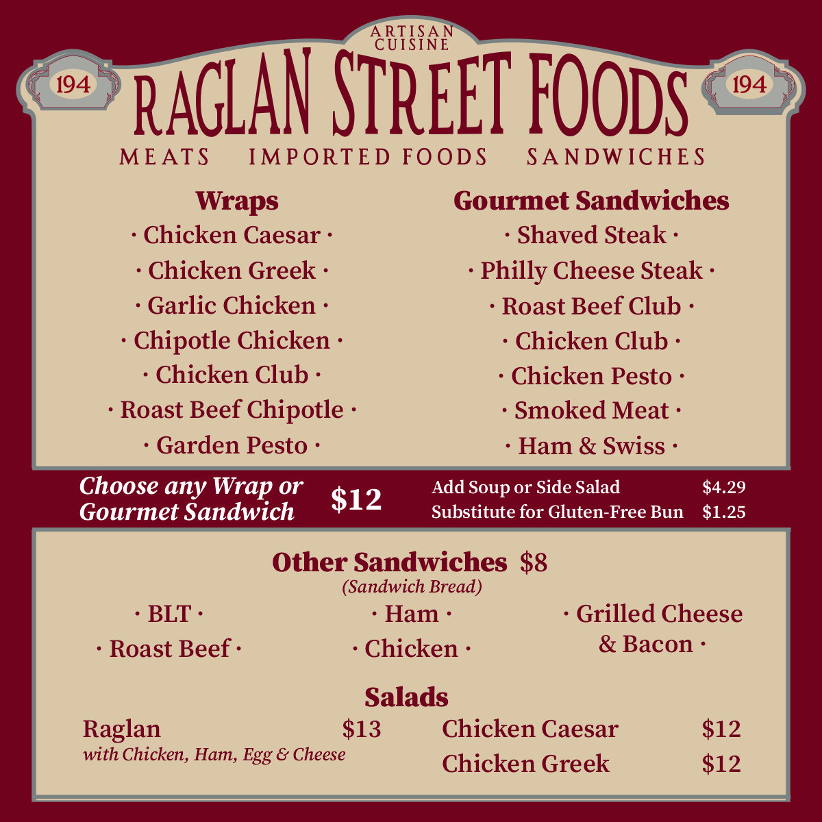 Raglan Street Foods Menu