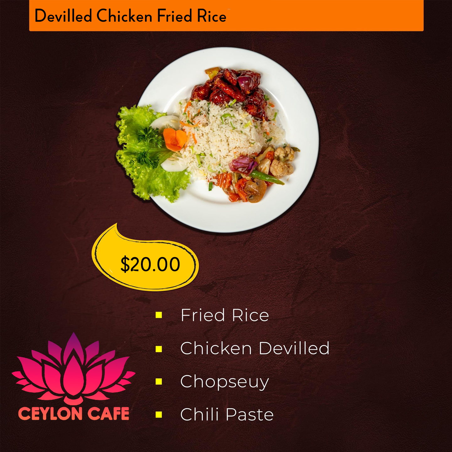 Ceylon Cafe and Chill Menu