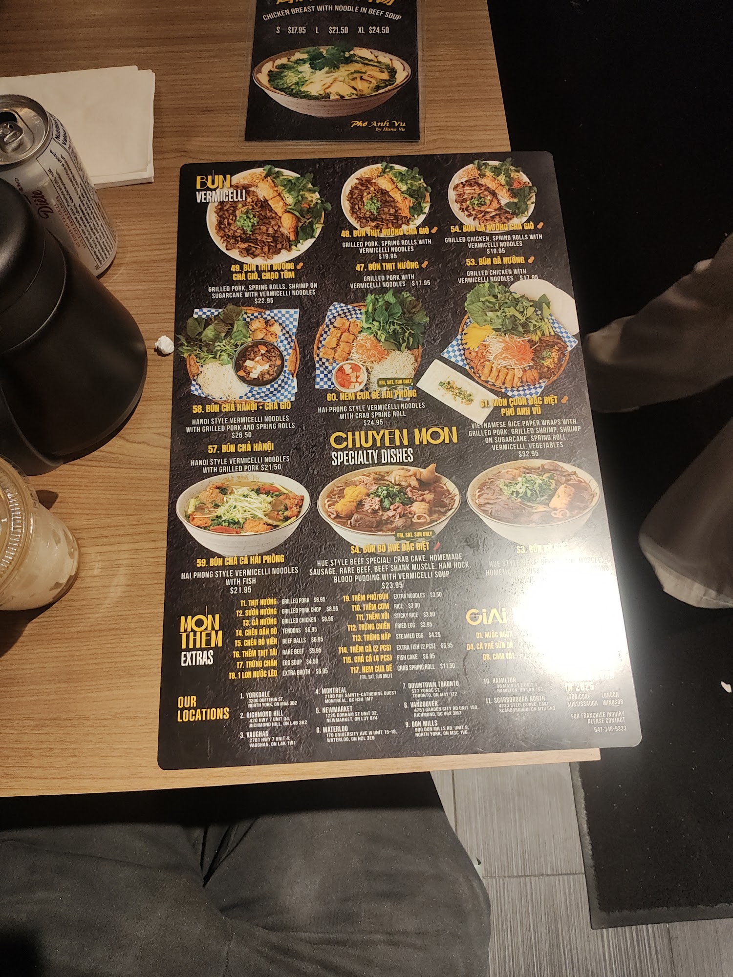 Pho Anh Vu Scarborough North Menu