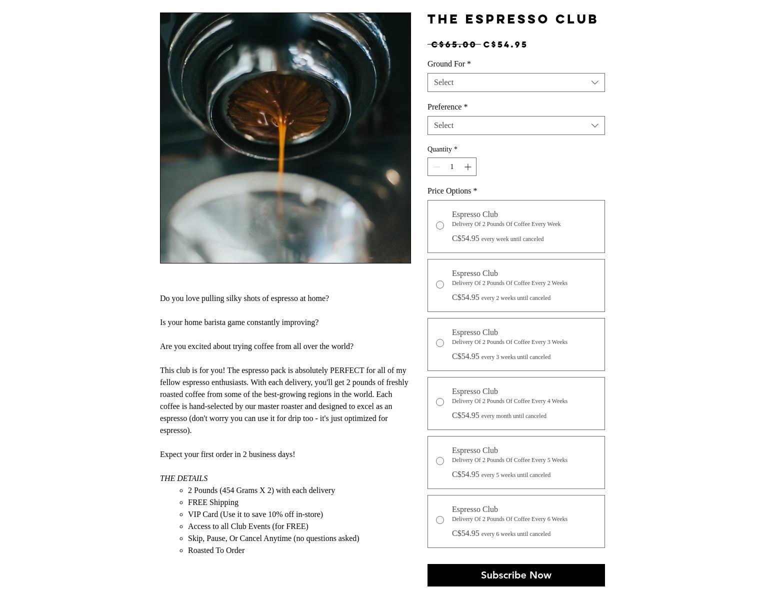 416 Coffee Co. Roasting Facility Menu