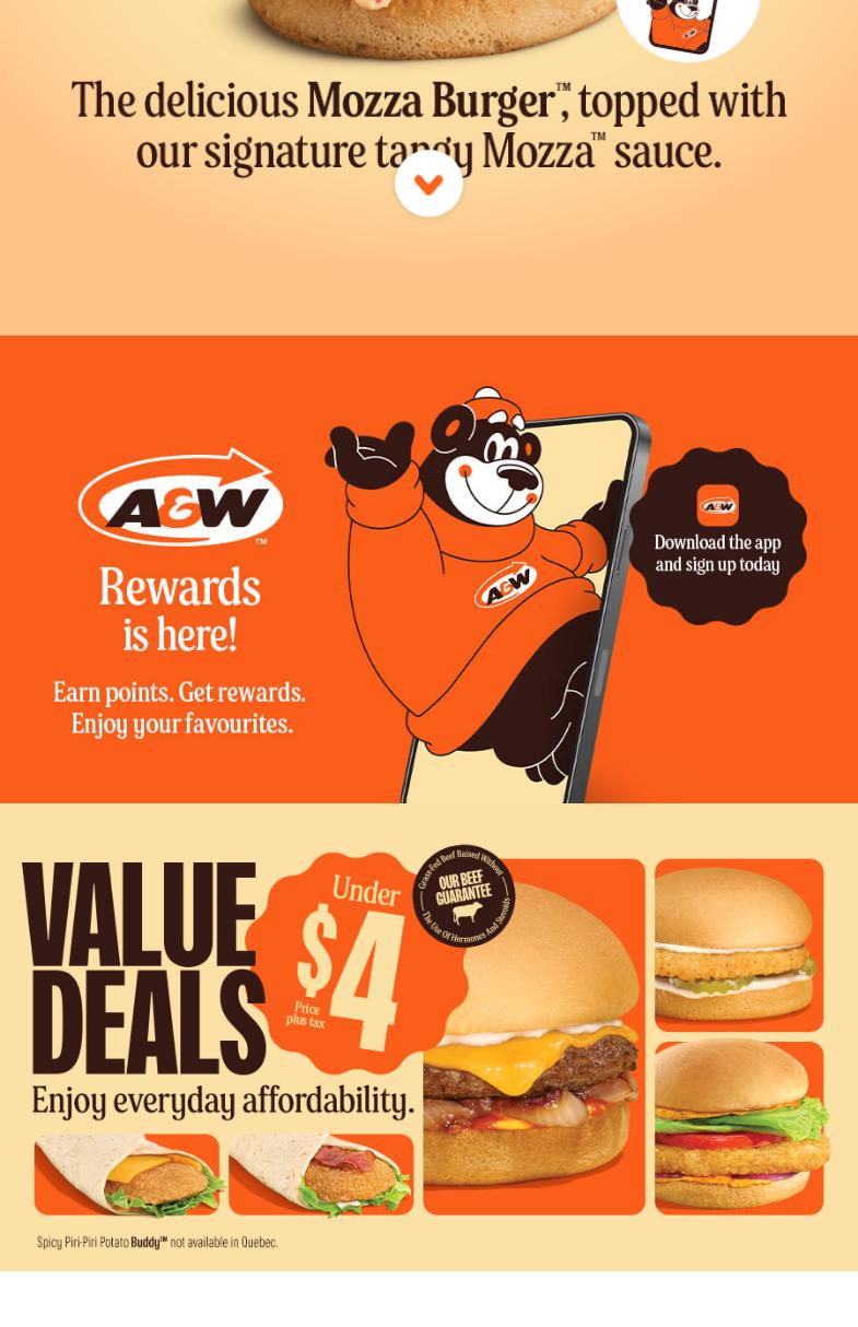A&W Canada Menu
