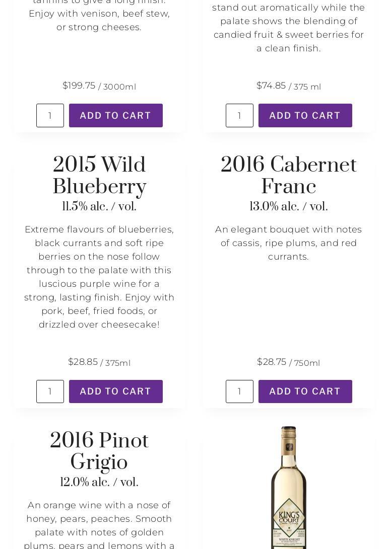 King's Court Estate Winery & Vineyard | Niagara Wines Menu