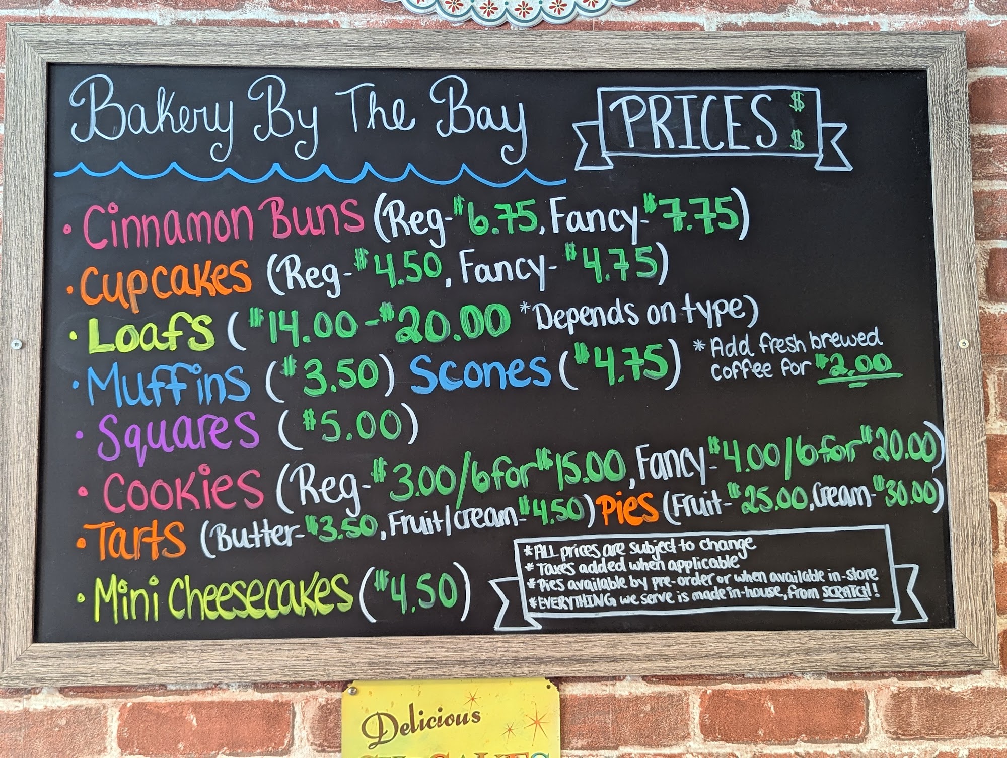 Bakery By The Bay Menu