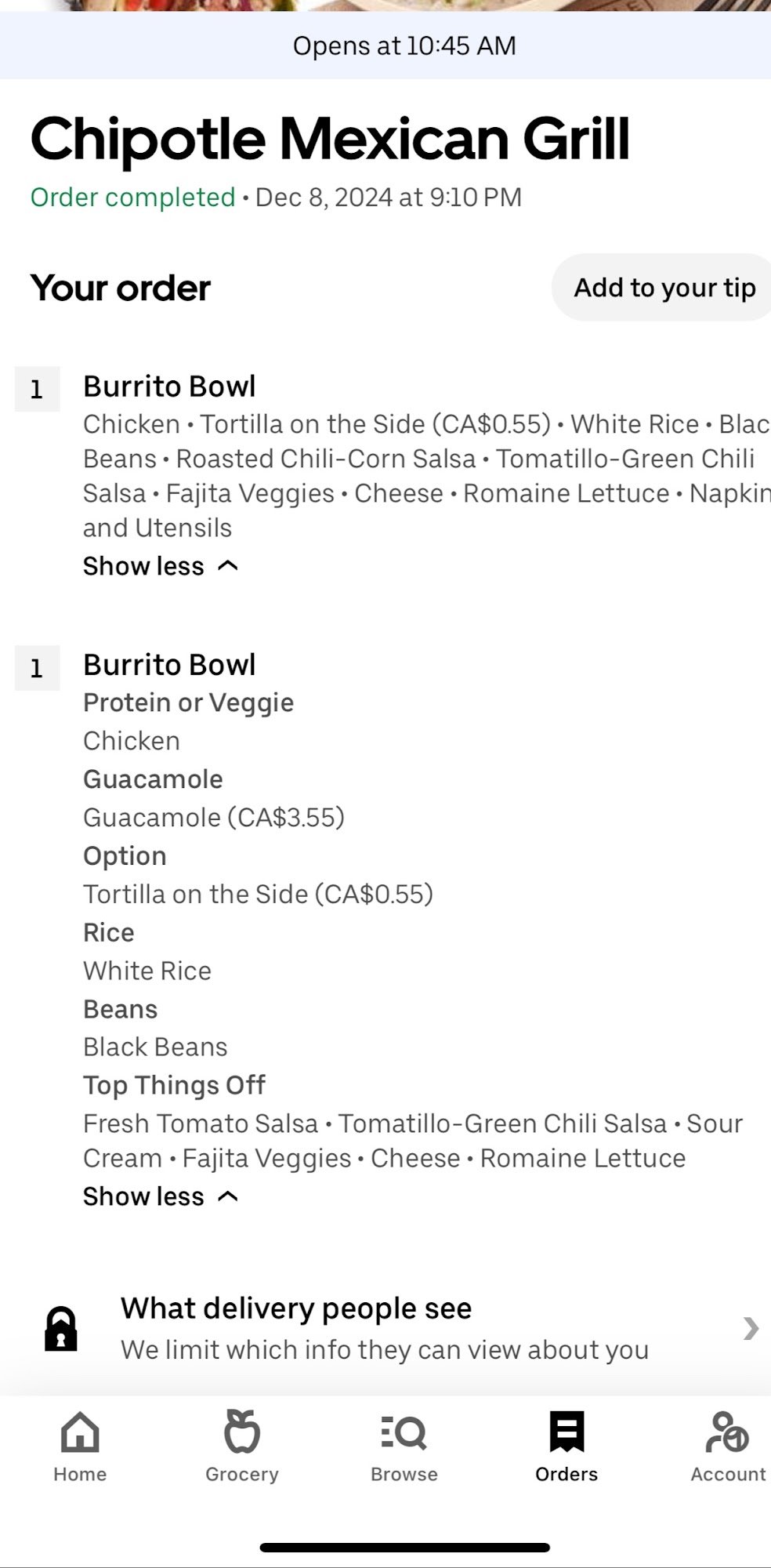 Chipotle Mexican Grill Menu