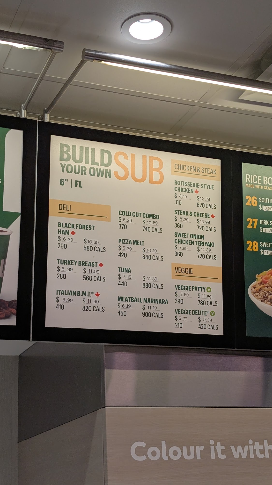 Subway Menu