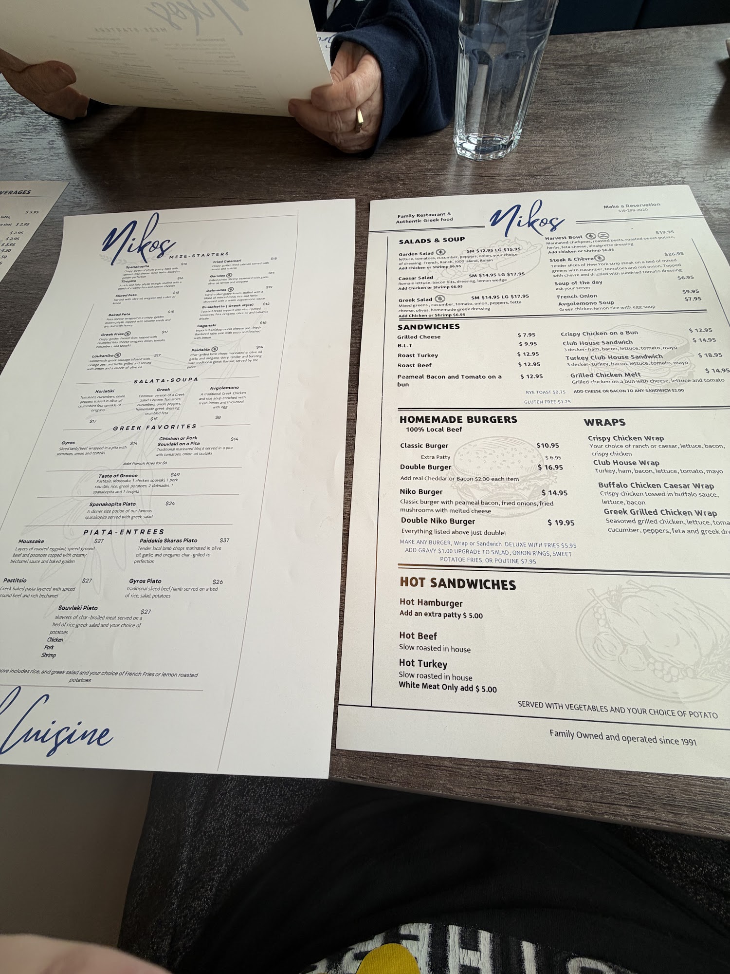 Nikos Restaurant Menu