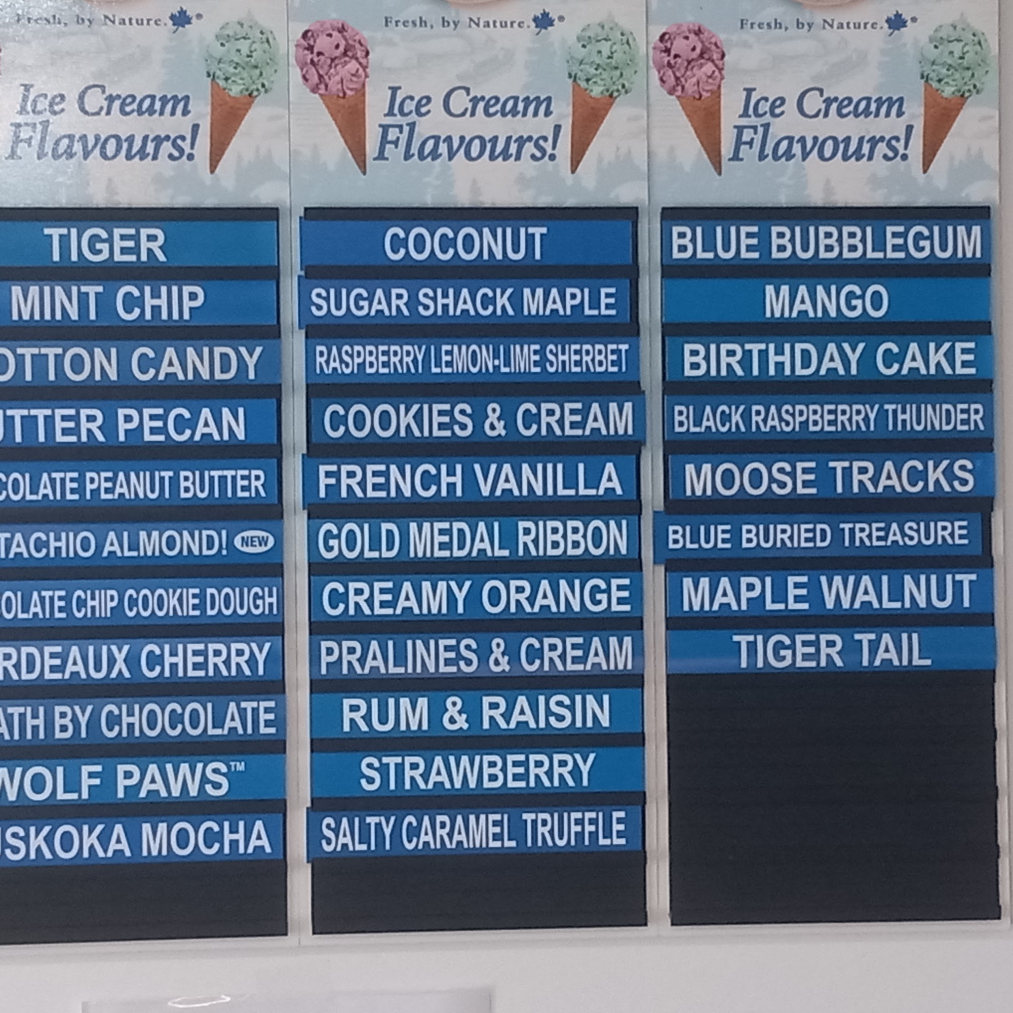 The Frozen Cow Menu