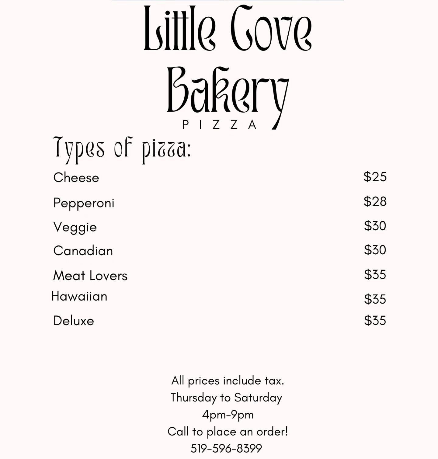 Little Cove Restaurant Menu