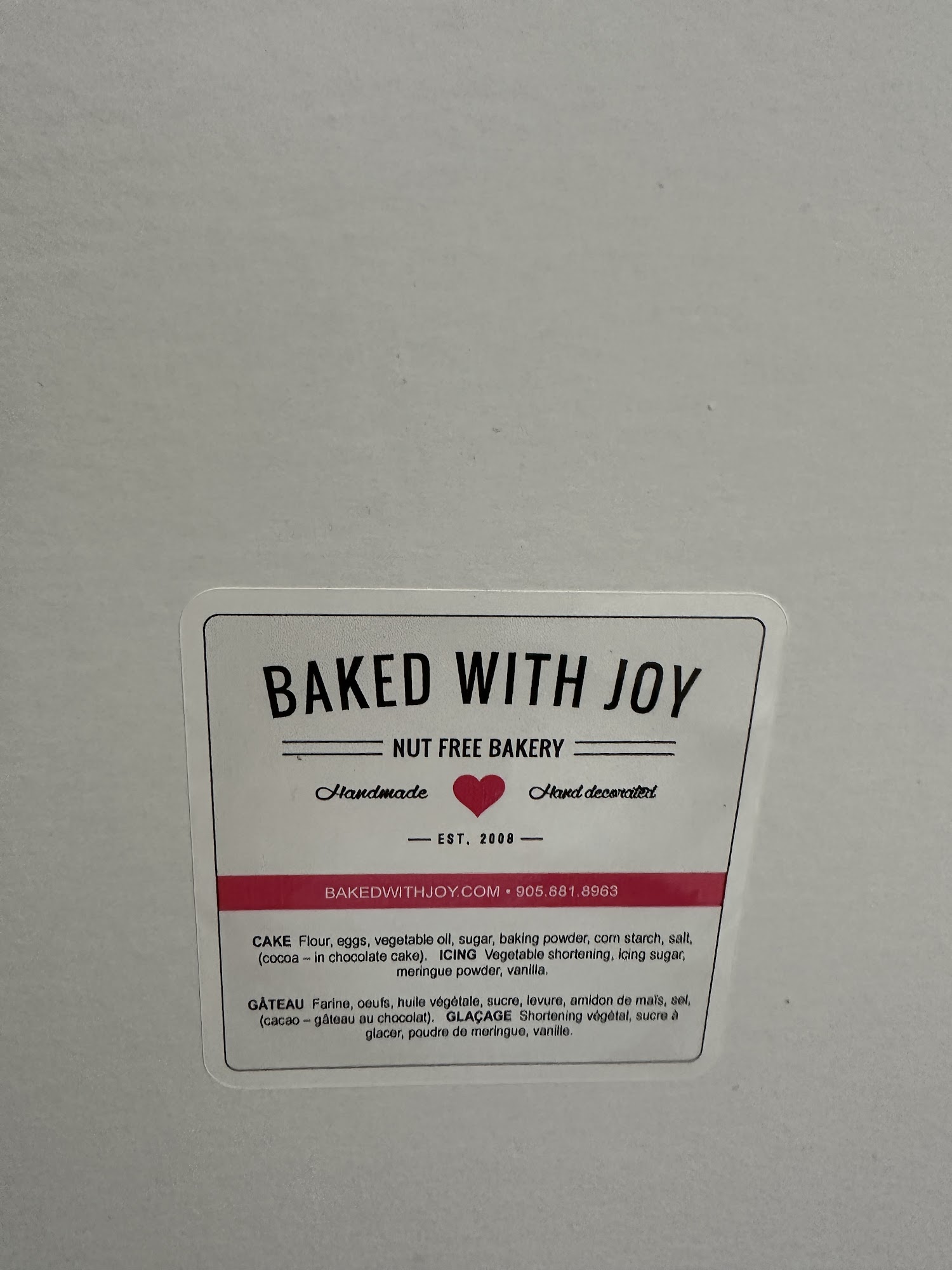 Baked with Joy Menu