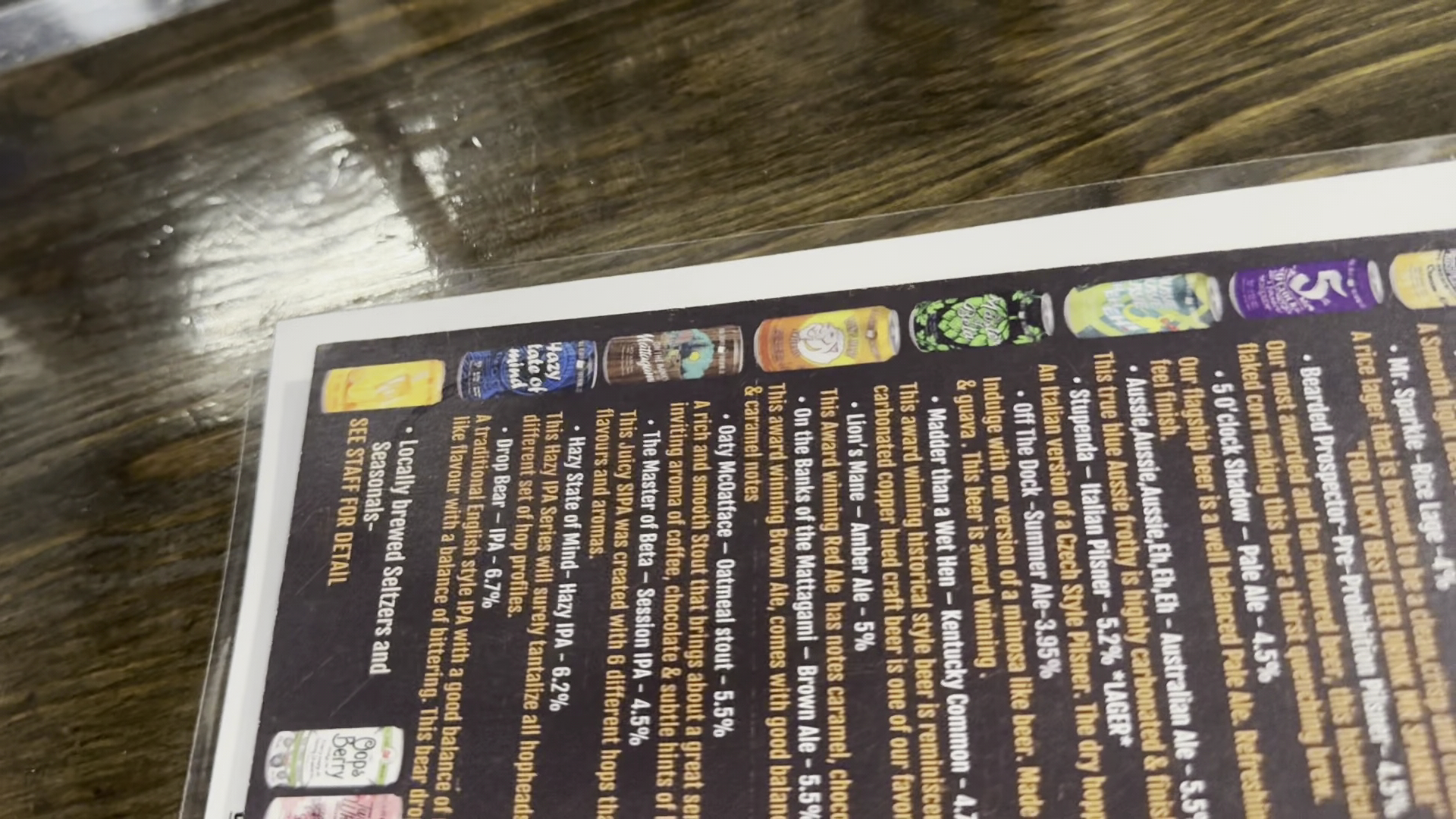 Full Beard Brewing Co. Menu