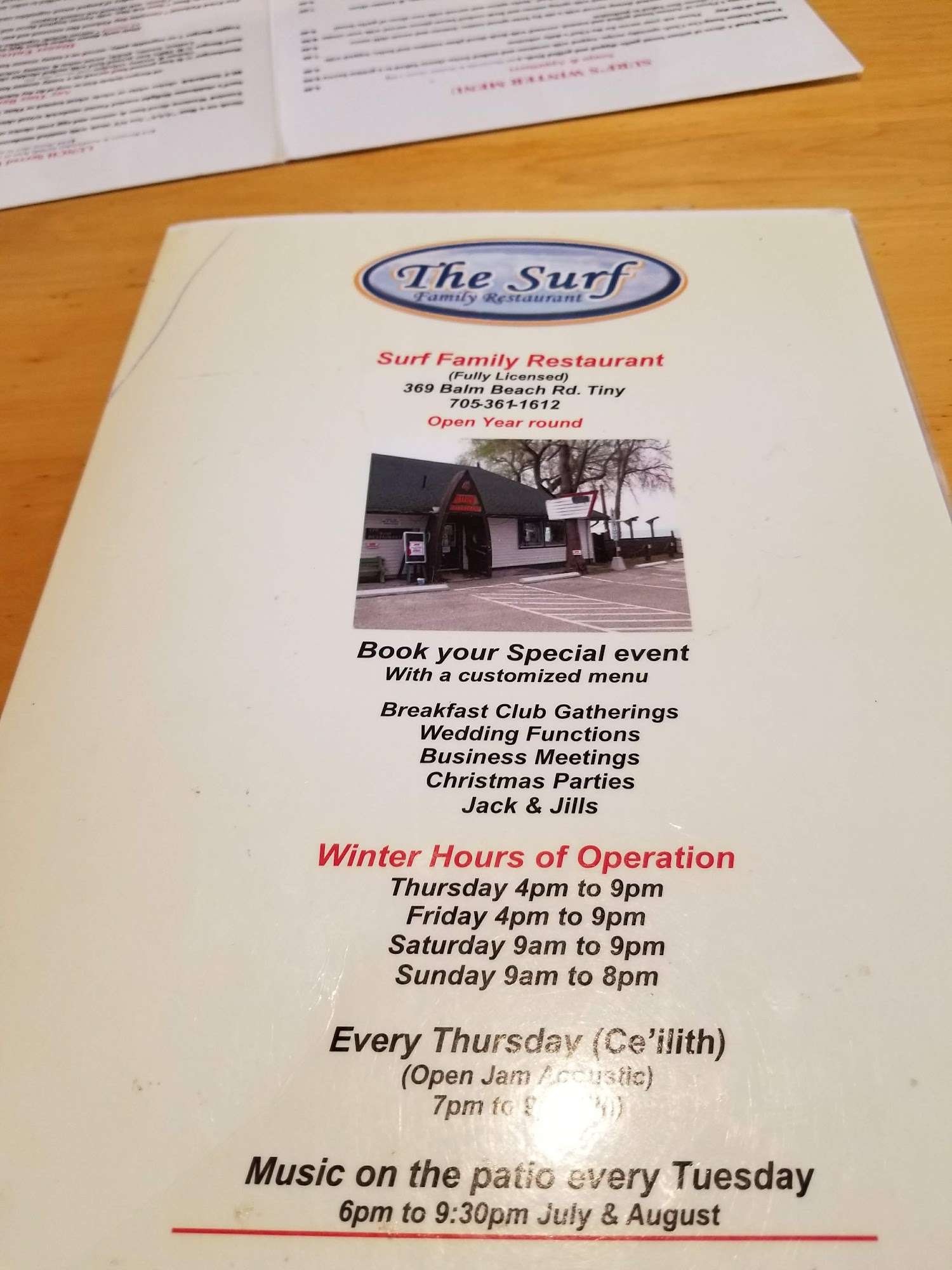 Surf Bar And Grill Menu