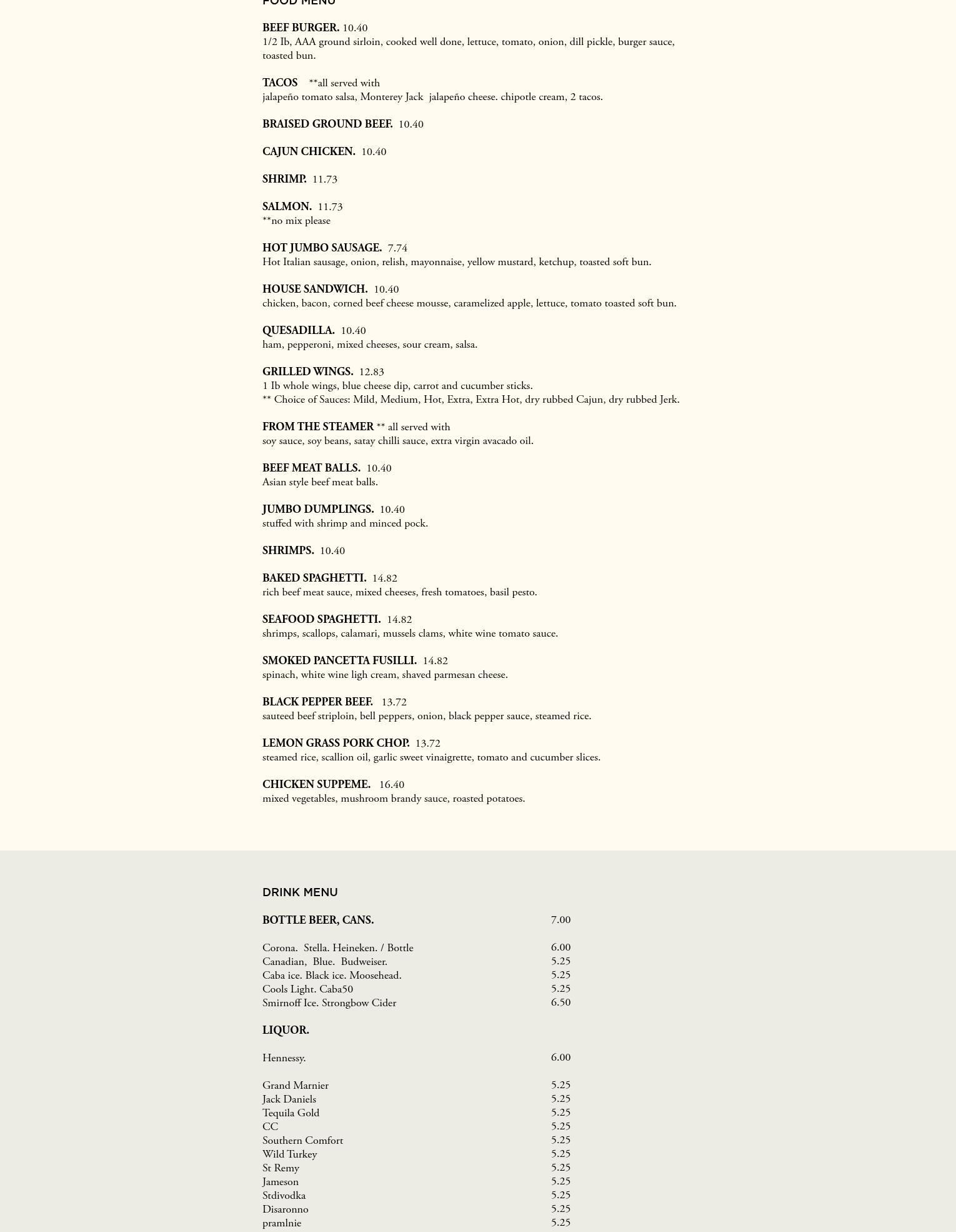 Wise Guys Bar & Grill Menu