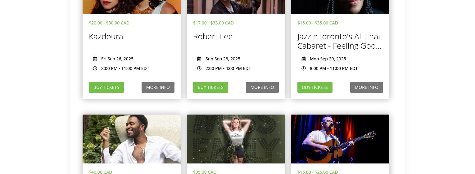 Hugh's Room Live Menu