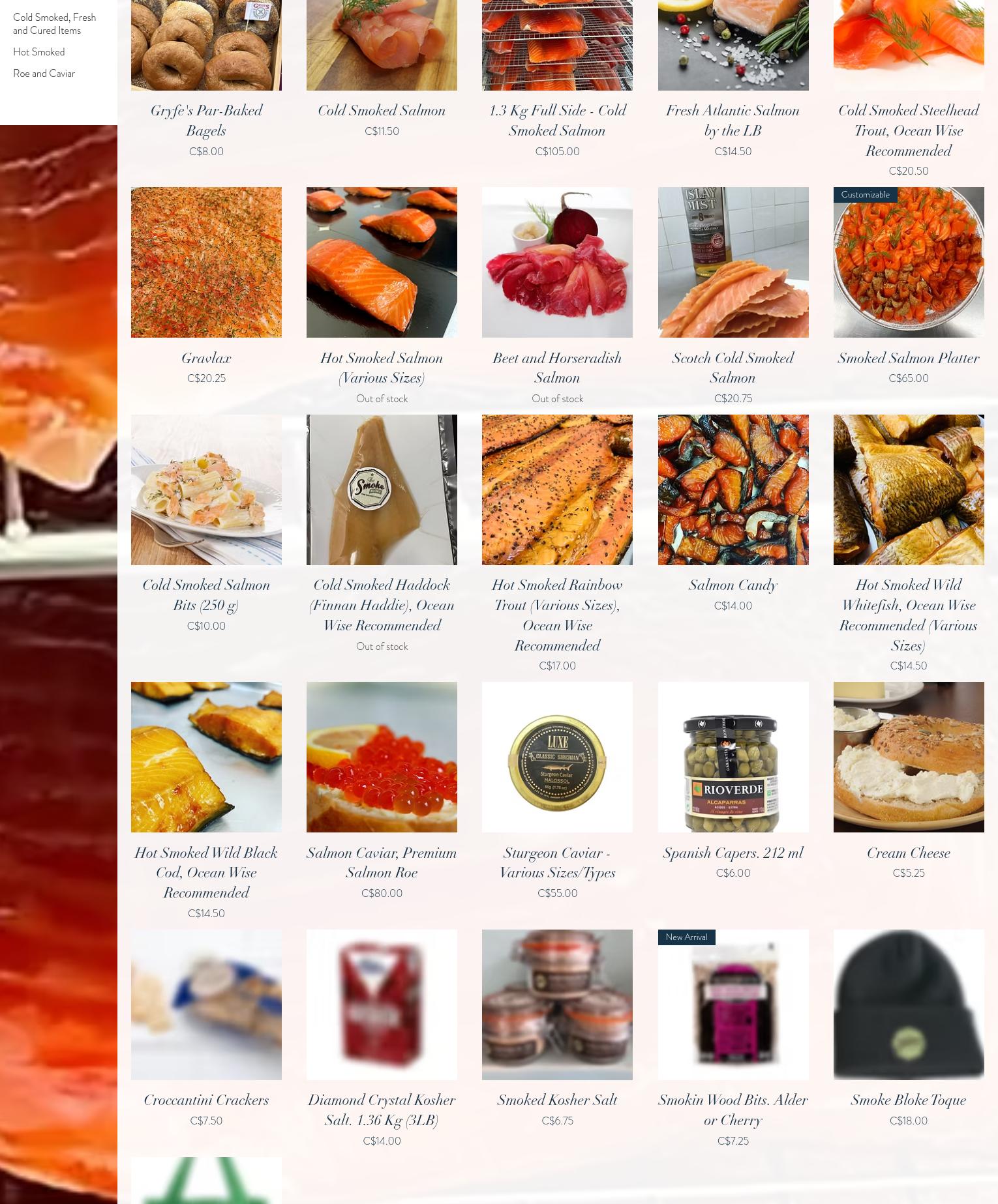 The Smoke Bloke Smoked Salmon and Fine Smoked Foods Menu