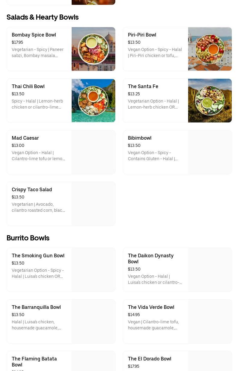 Luisa's Burritos & Bowls Menu