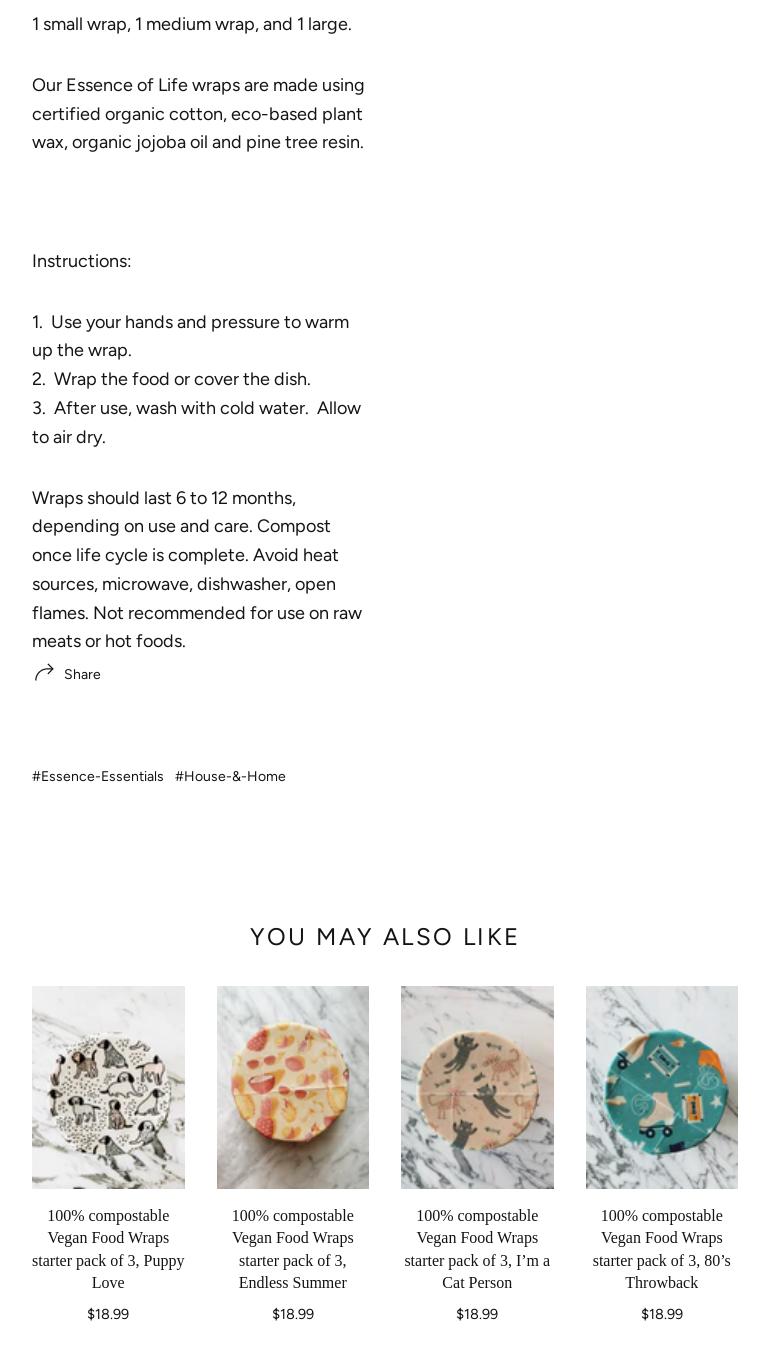 Essence of Life Organics Menu