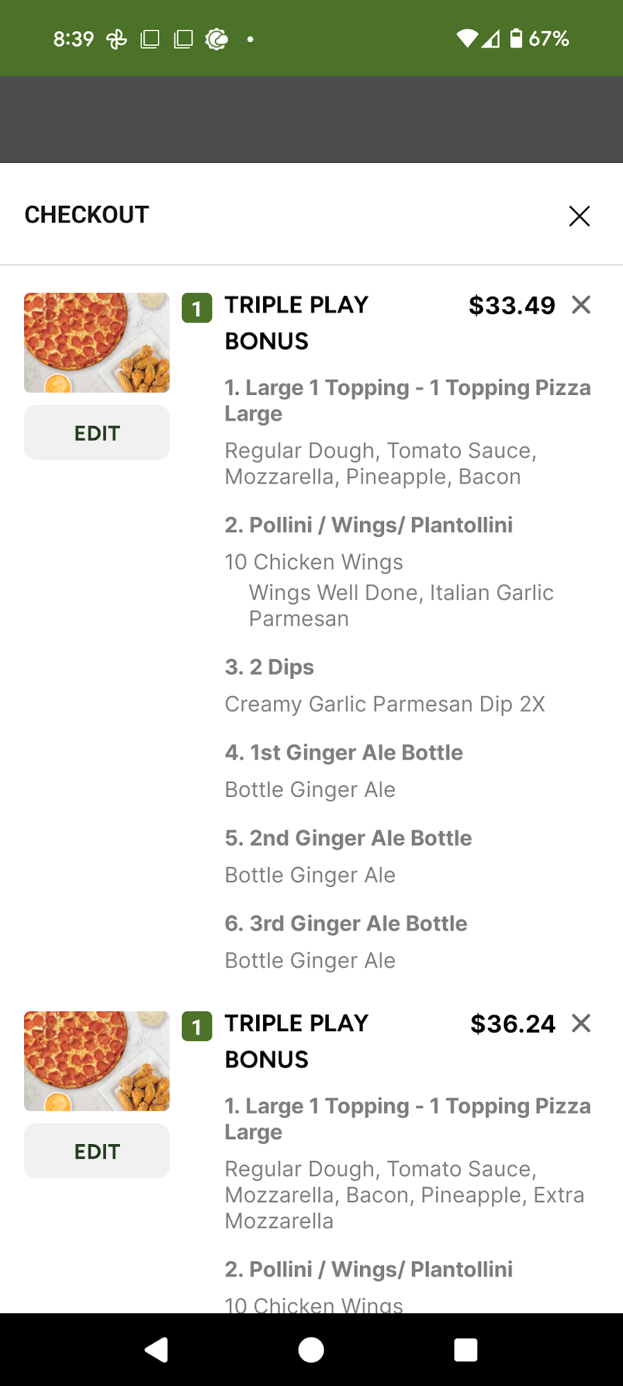 Pizza Nova Support Office Menu
