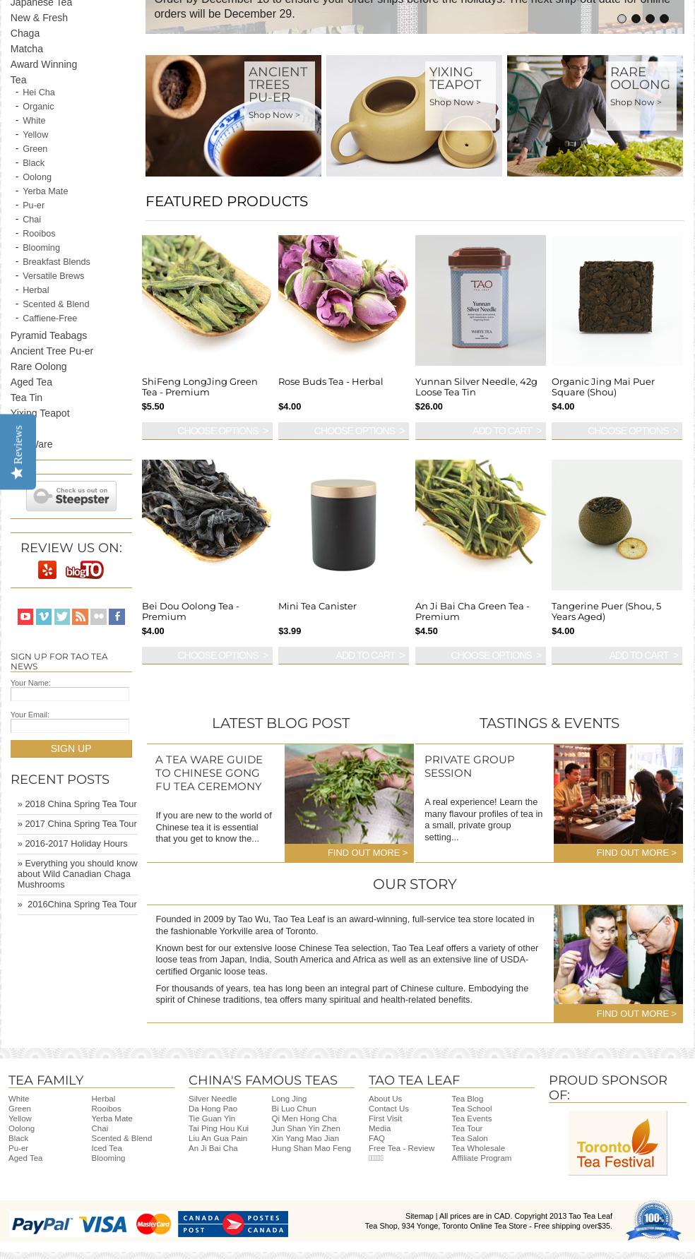 Tao Tea Leaf - Downtown Toronto Menu