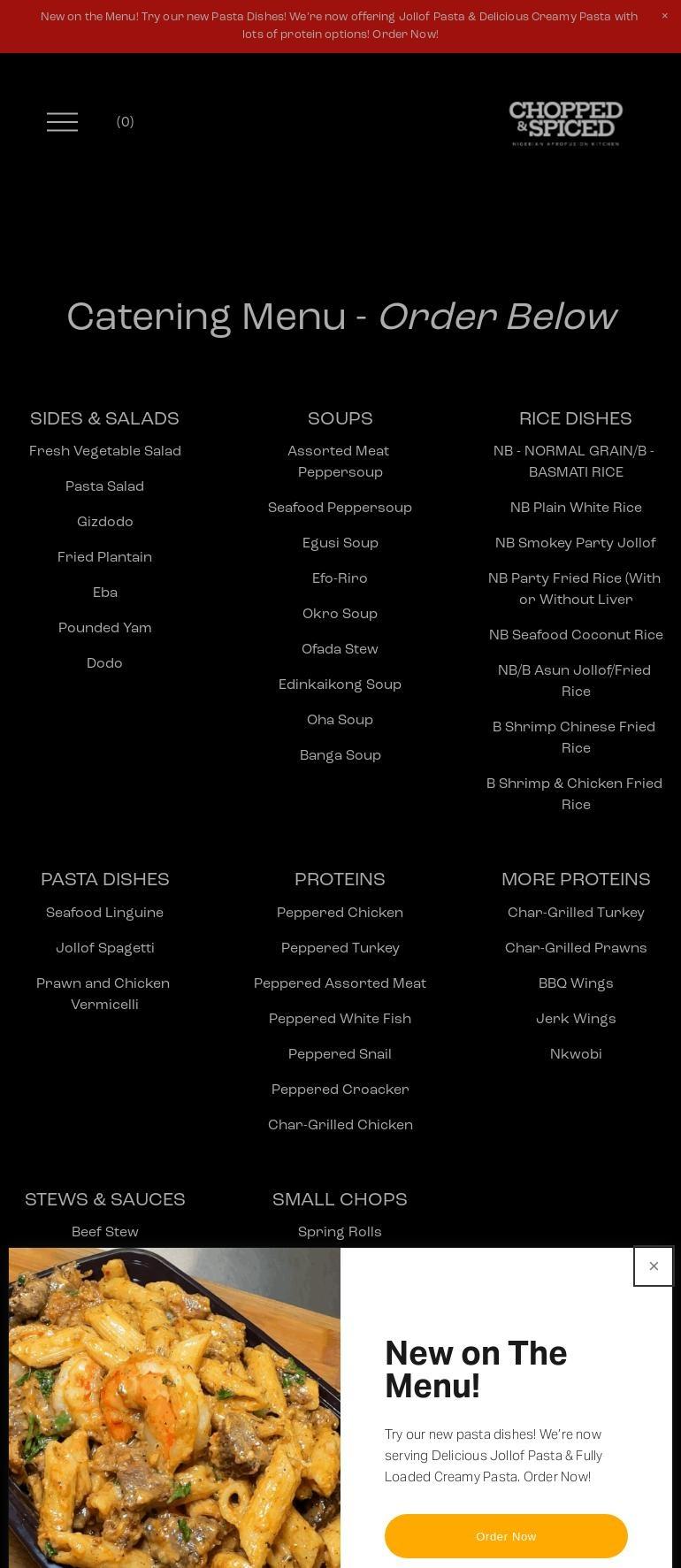 Chopped and Spiced Menu