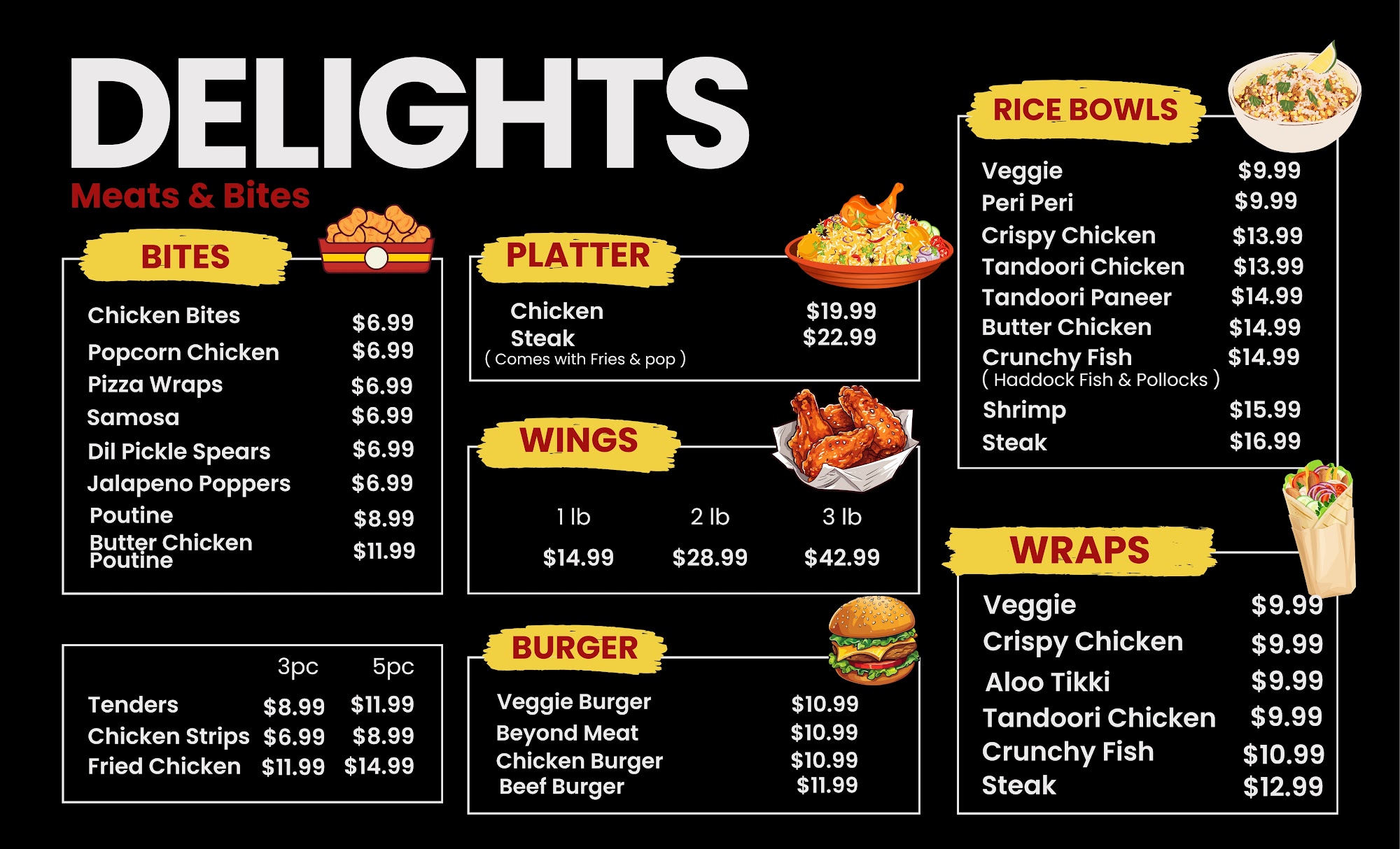 Delights Meats & Bites Menu