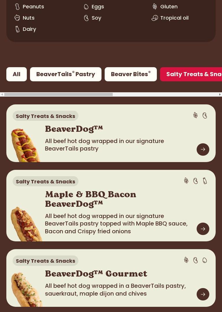 BeaverTails- Queues de Castor (Trenton) Menu